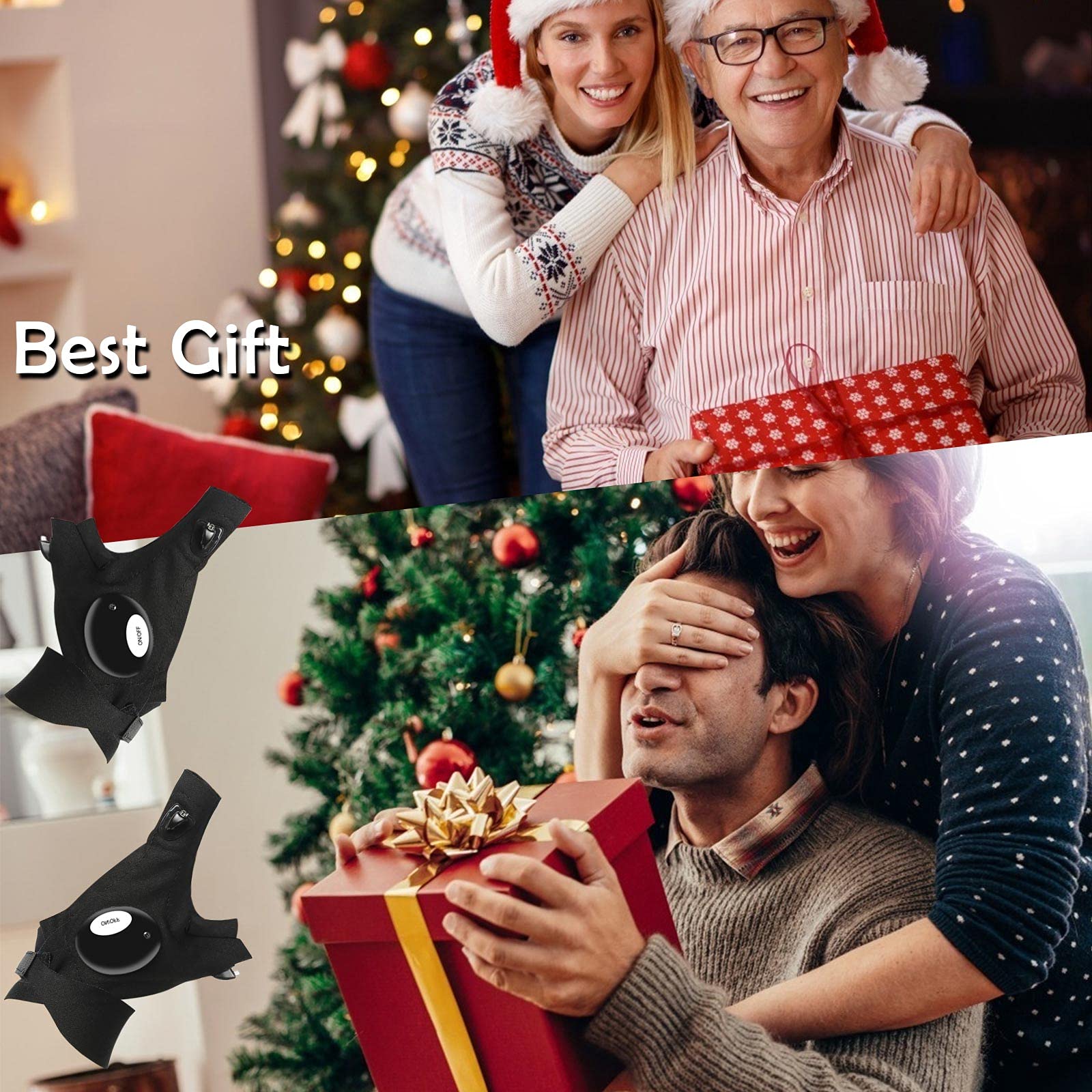 Moipejo Led Flashlight Gloves,  For Men Him Boyfriend Husband, Cool Gadget Finger Lights Waterproof For Camping Fishing Repairing, Fathers Day Christmas Birthday