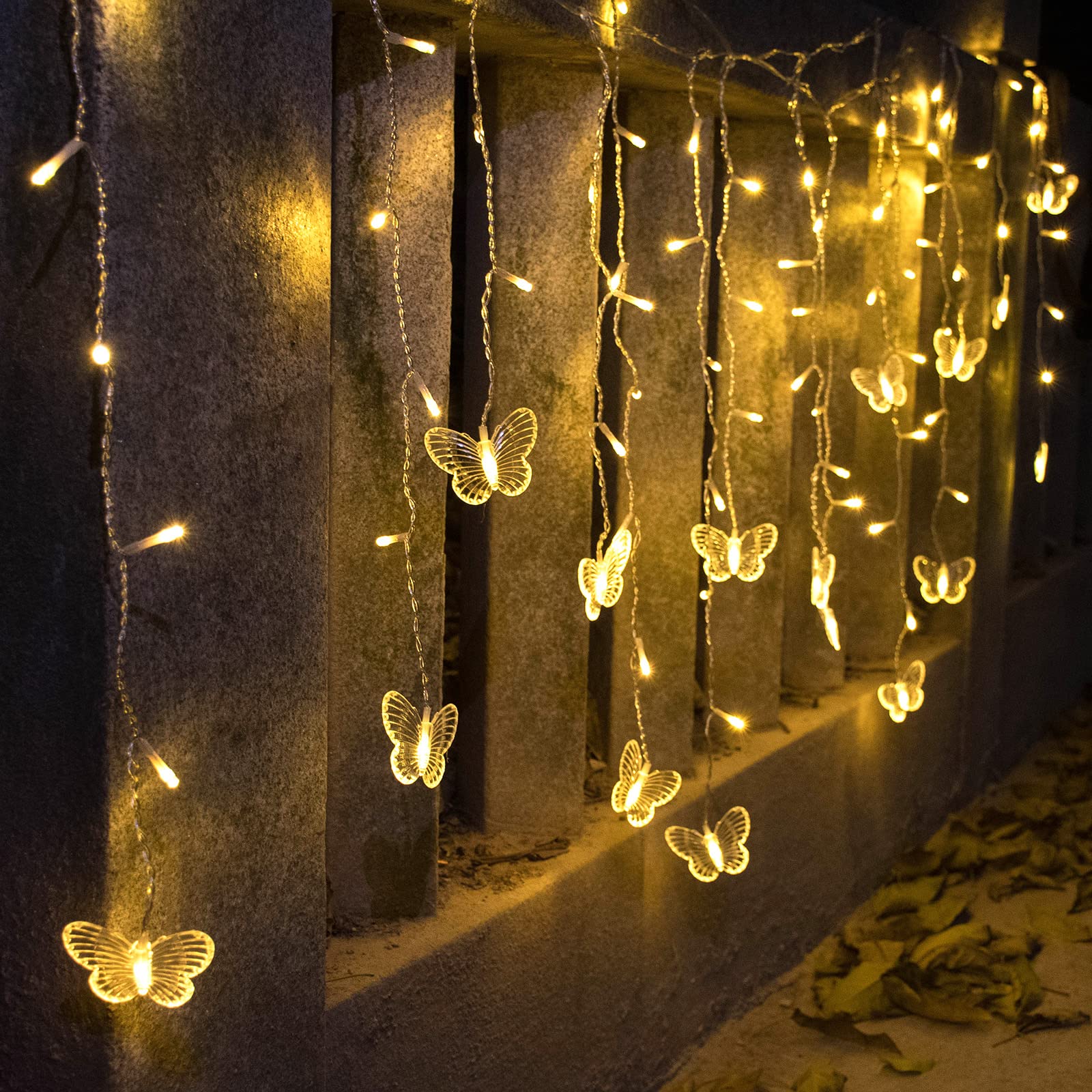 Yolight Butterfly Solar Lights Outdoor 13Ft Led Fairy Curtain Light With Remote, Usb Rechargable Waterproof Solar Firefly Light Butterfly Decor For Garden Patio Balcony Fence Tent Easter (Warm White)