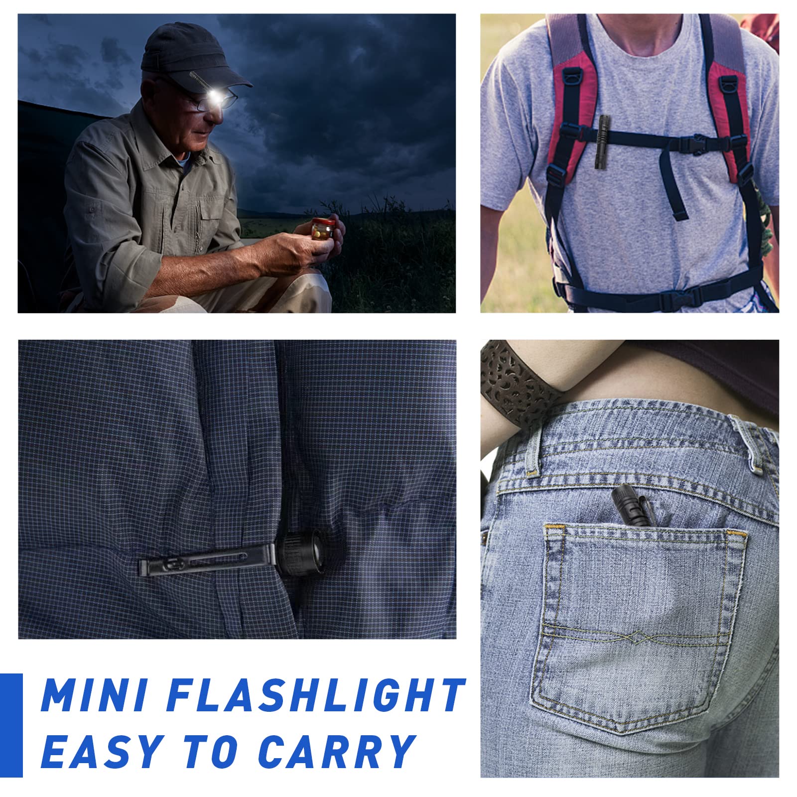 Yafiygi Mini Led Flashlights High Lumens Outdoor Small Tactical Flashlight Glow In The Dark 3.55 Inch Handheld Pen Light Clip For Camping Emergency Inspection Repair Battery Powered