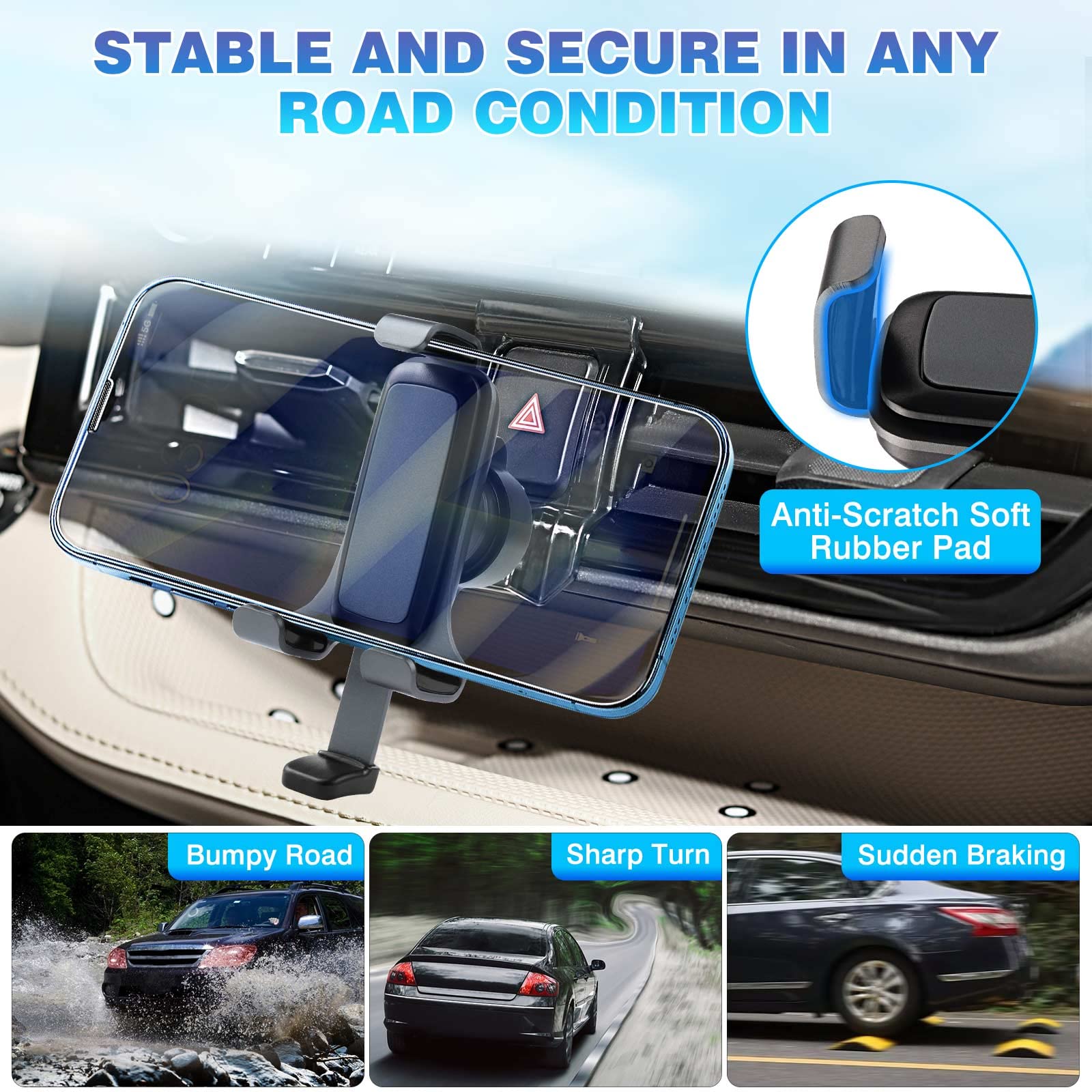 Sunsdrew Car Phone Holder For  -2020 Toyota Highlander Accessories Air Vent Cell Phone Holder Hands Thick Case Friendly Phone Mount Holder For 4-7 Inch Phone Stand (Not For Platinum)