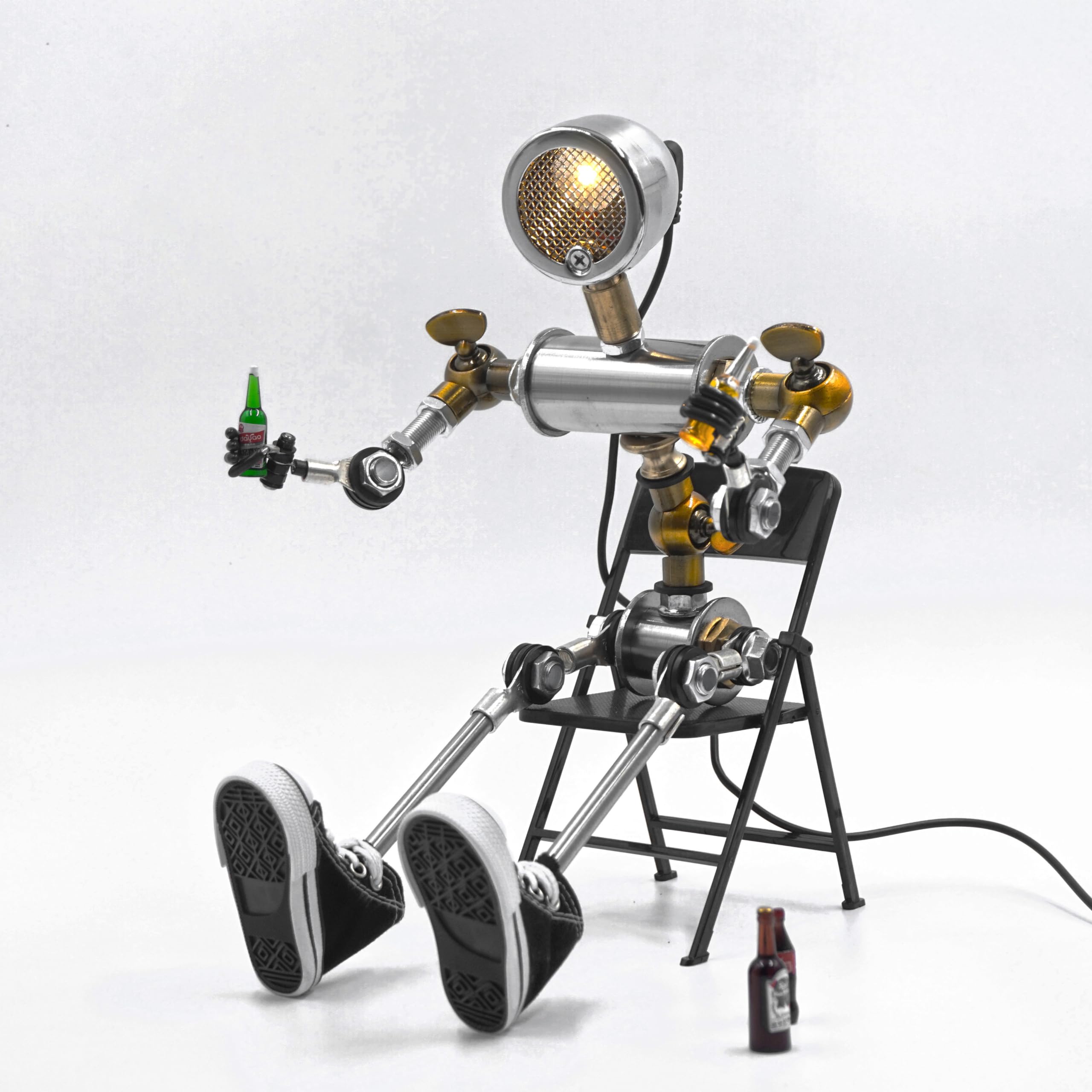Y-Nut Desk Lamp, Handmade Vintage Movable Joints Robot Table Lamp Led Bulbs Steampunk Night Light Home Desktop Decoration - Size: 14"X7"X2.5" Cool For Men