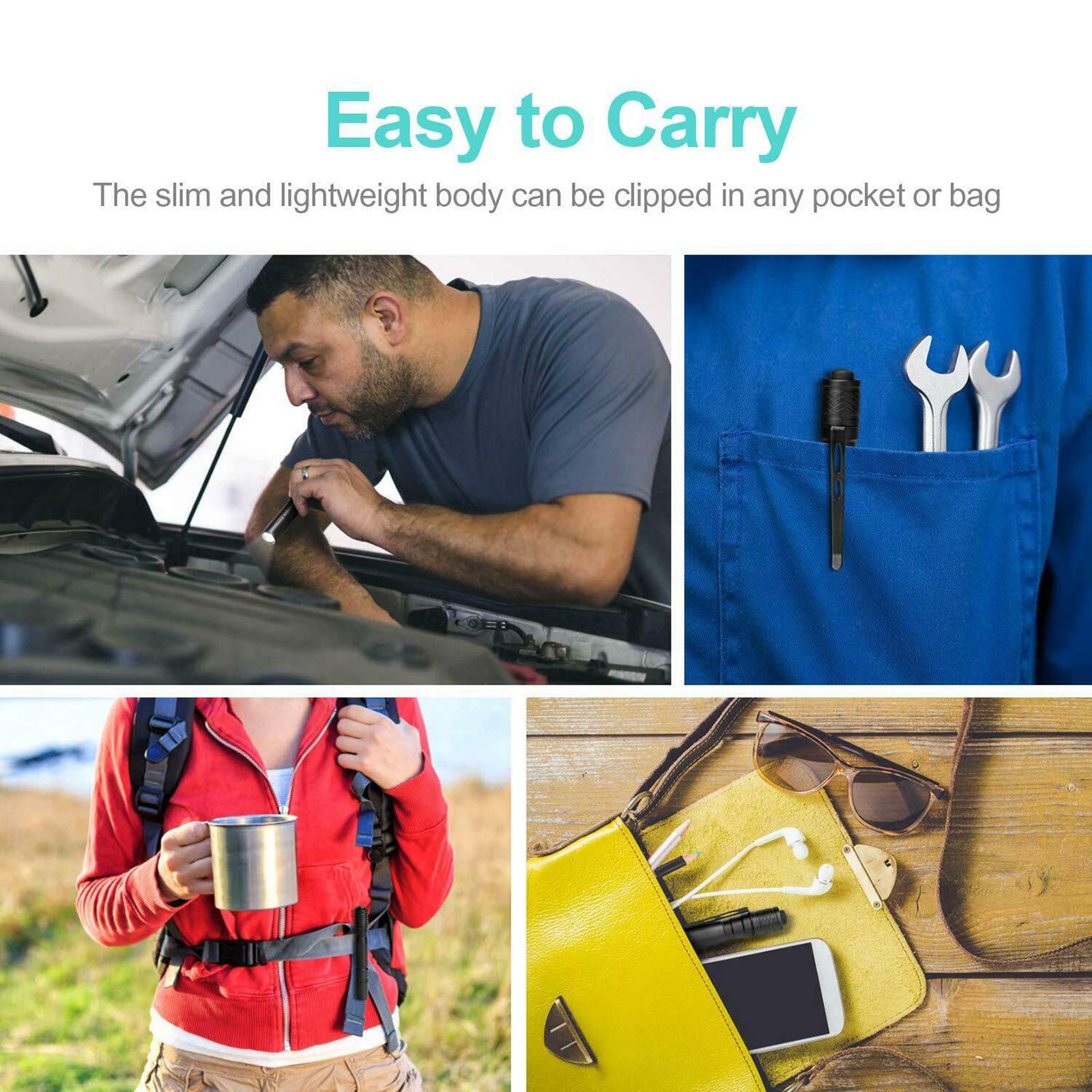 Pocketman Led Penlight Flashlight Small Flashlight Pocket-Size Pen Torch With Clip For Lighting