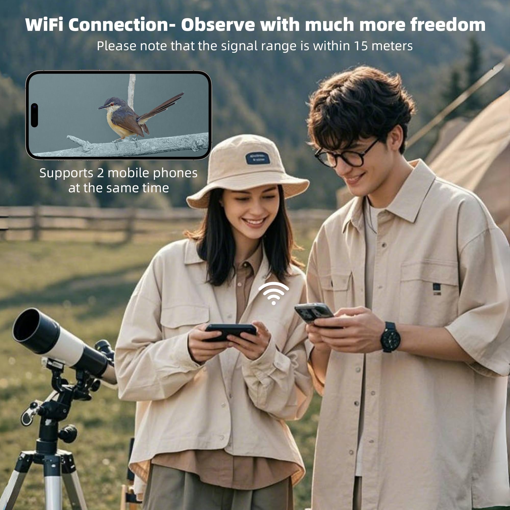 Telonixium Wifi Telescope Camera Eyepiece, 64G Electronic Eyepiece Camera With 1.5" Screen, Astronomy Camera Fits To 28Mm- 50Mm Scopes, Perfect For Astrophotography, Birds Watching