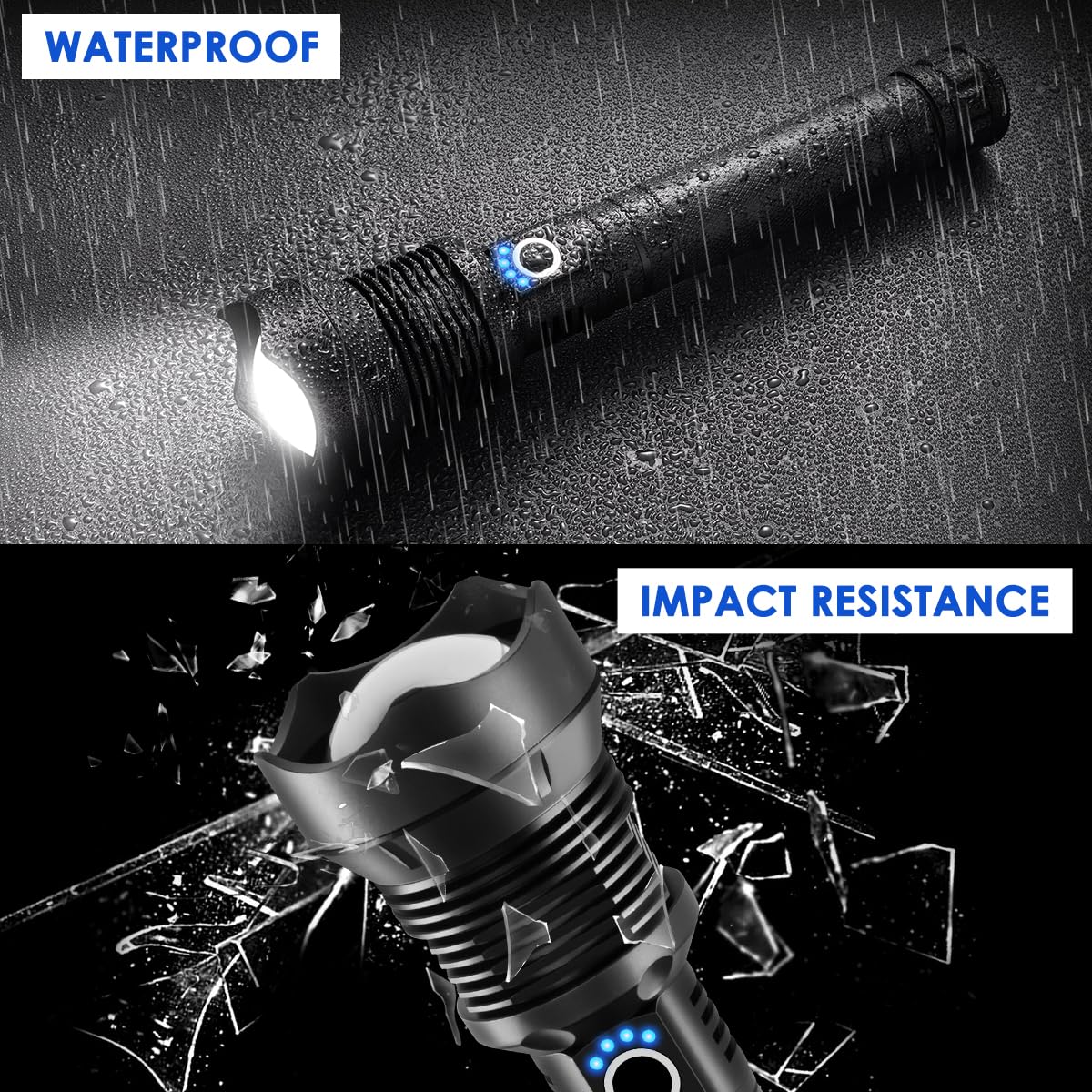 Zioeyiue Flashlights High Lumen Rechargeable, Heavy Duty 990000 Lumens Rechargeable Flashlights, Adjustable Focus Tactical Flashlight With 5 Modes, Super Bright Flashlight For Home Camping