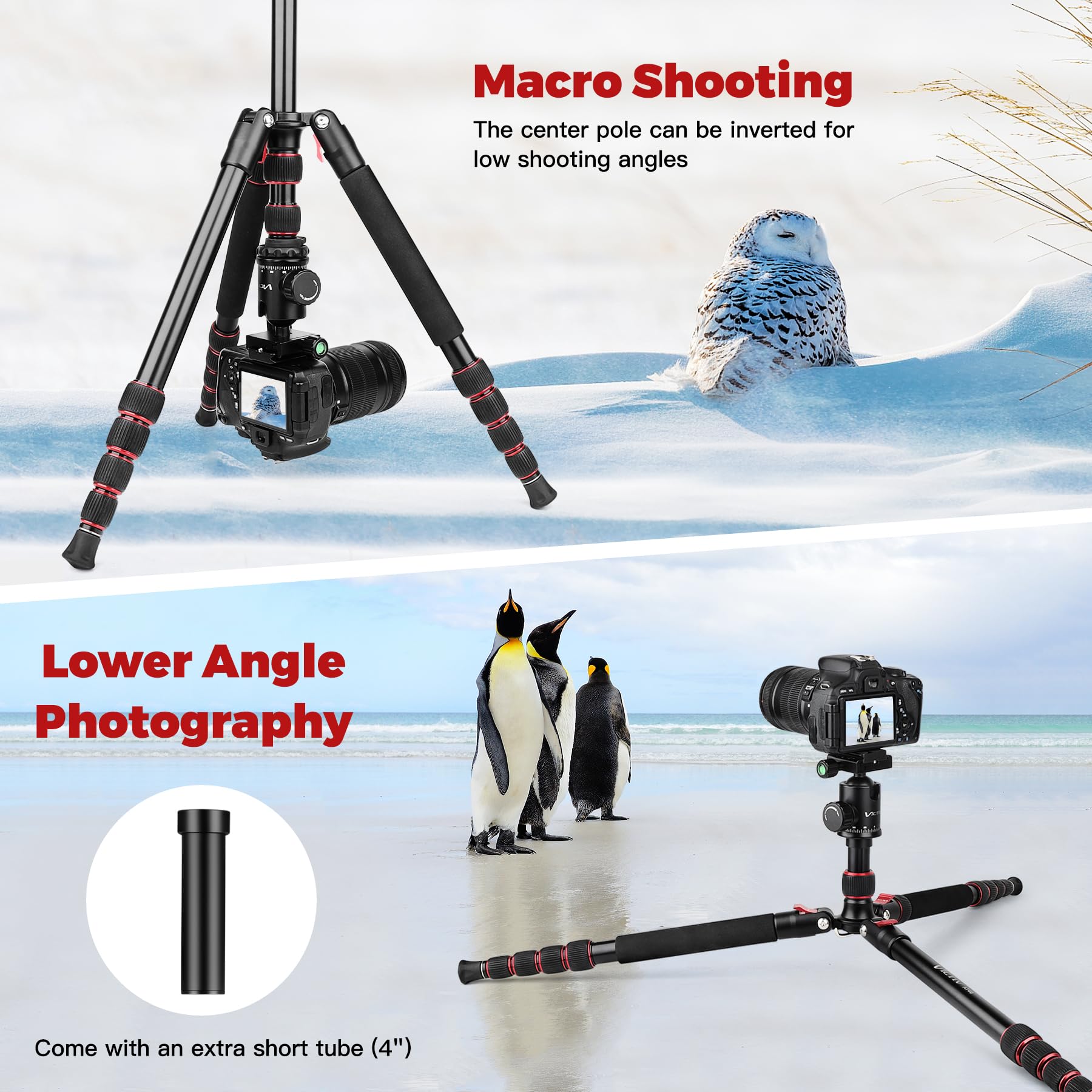 Victiv 80" Tripod, Aluminum Heavy Duty Camera Tripod Stand With 360° Ball Head, Camera Tripods & Monopods With Carry Bag, Professional Dslr Tripod For Canon Nikon Binoculars Spotting Scope Telescope