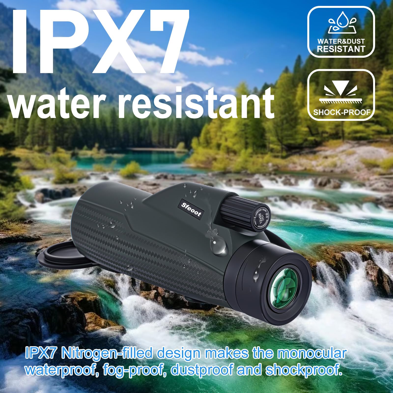 Sfeoot Monocular Telescope 12X56 High Power With Smartphone Adapter Tripod,Larger Vision Monoculars For Adults With Bak4 Prism & Fmc Lens, Suitable For Bird Watching Hunting Hiking Camping Wildlife-Green