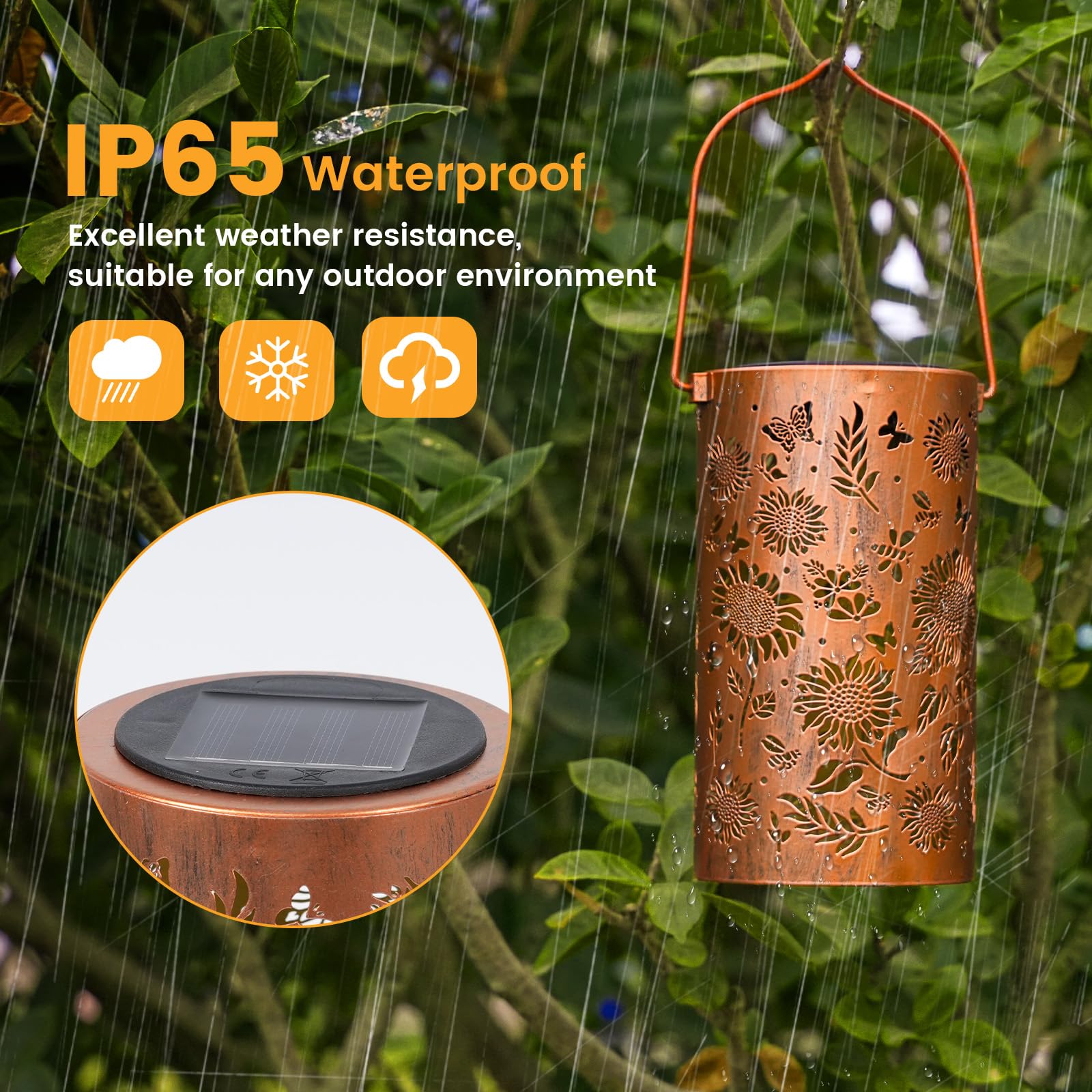 Egles Solar Lanterns Outdoor Waterproof - Unique Sunflower Design With Metal Frame, Long-Lasting Lights For Garden Decor - Perfect  For Women, Mom, Grandma, Patio & Yard