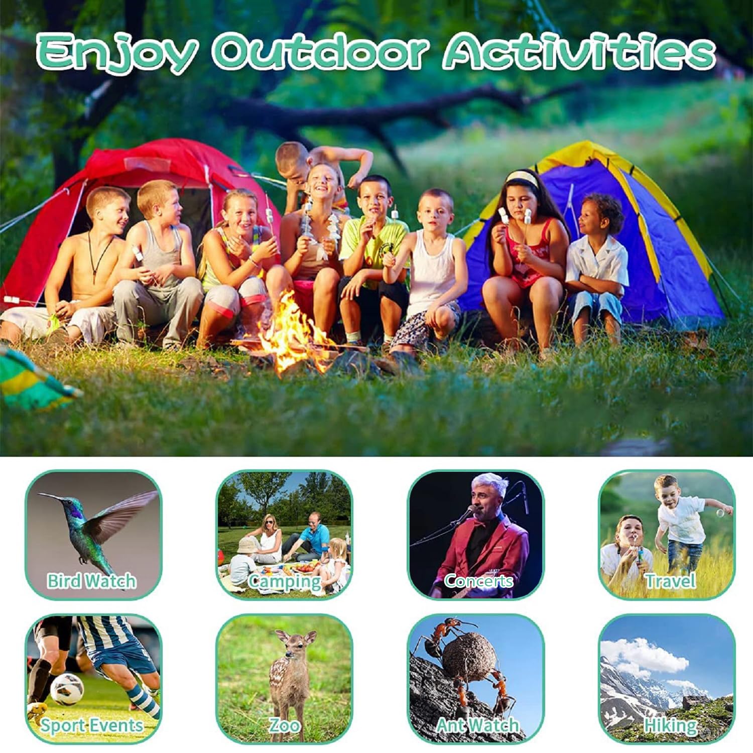 Tezilon Binoculars For Kids,Compact Kids Binoculars 8X21 High-Resolution For Bird Watching, Camping, Exploration, Hiking, Hunting, Sports Events And Safari Park  For 3-12 Year Boys Girls