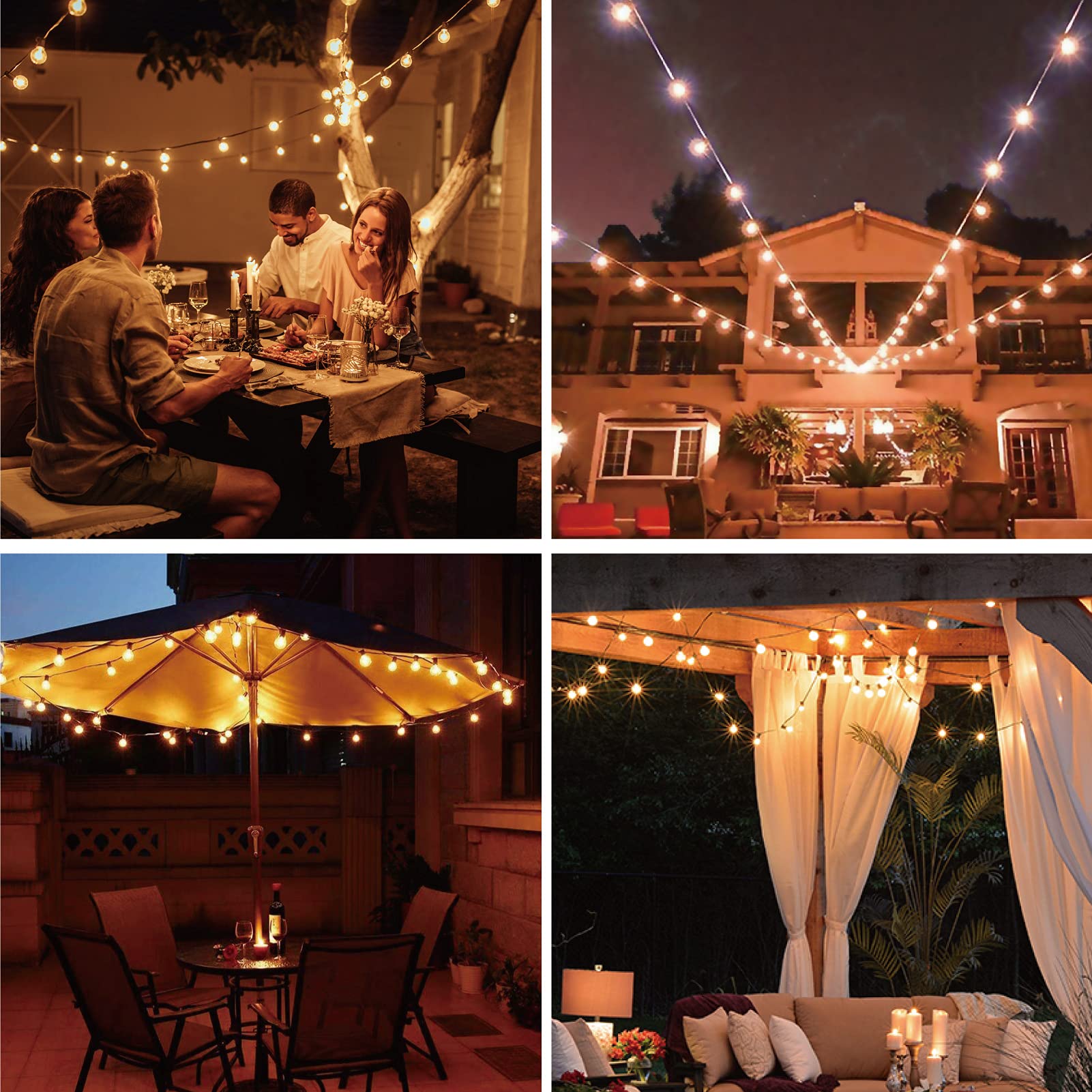 Ecovania G40 Led String Light Bulbs,1.57 Inch Plastic Led Globe Patio Bulbs For Outdoor String Lights, E12 Candelabra Socket Base,1 Watt Equvalent To 5Watt Incandescent Bulbs,Warm White, 50Pack