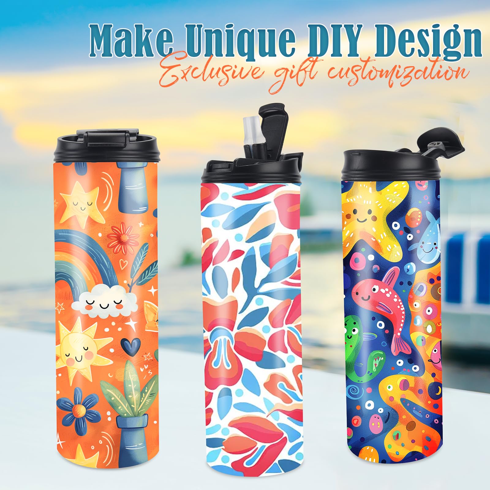 Joyclub 8 Pack Sublimation Water Bottle Blanks Dual Opening 20 Oz Sublimation Tumblers