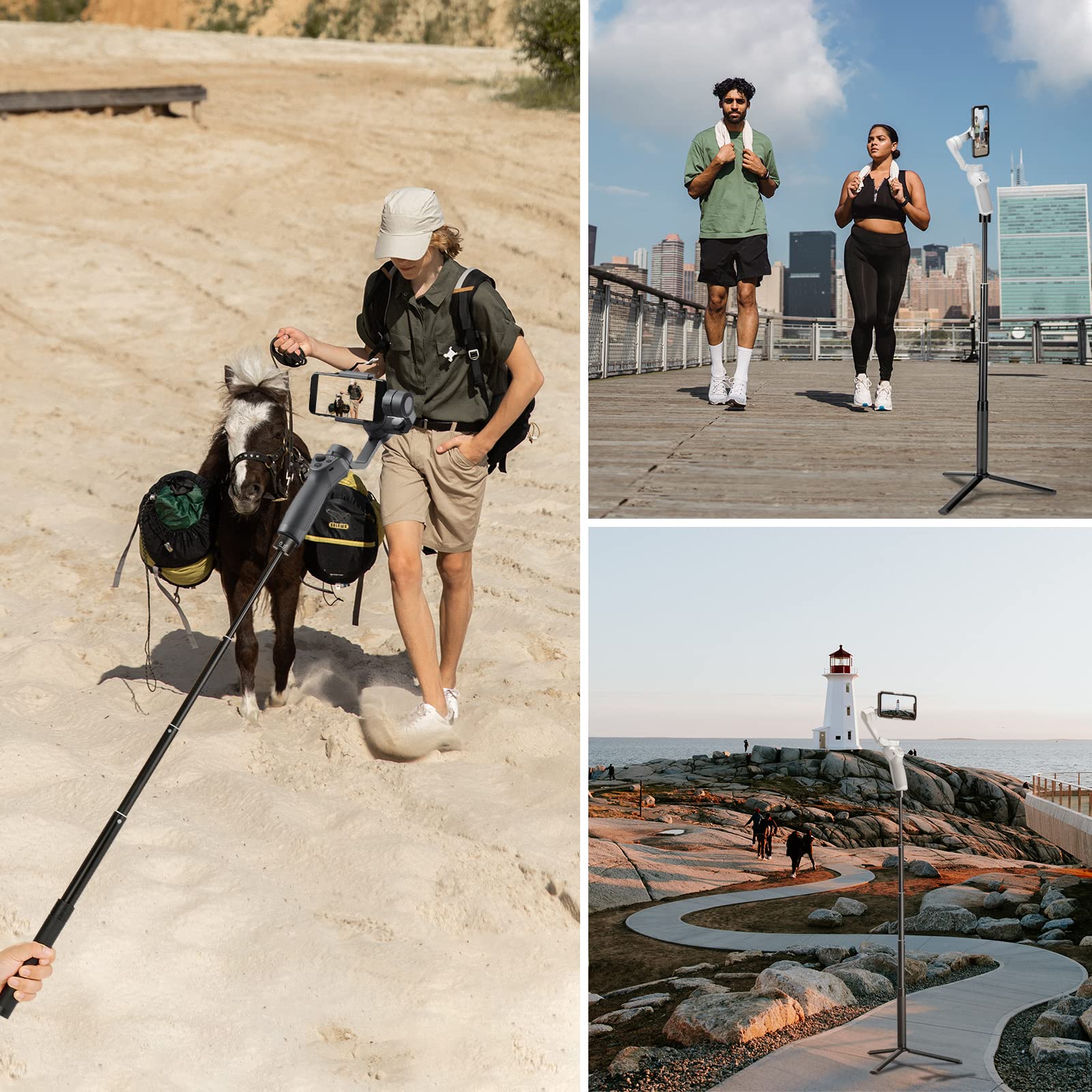 Yiliwit 29Inch Extension Selfie Tripod Mount Kit For Dji Moza Zhiyun Smartphone Gimbal Stabilizer For Iphone 16 15 14 13 12 Pro Max, Extendable Selfie Stick Foldable Pole Photography Setup