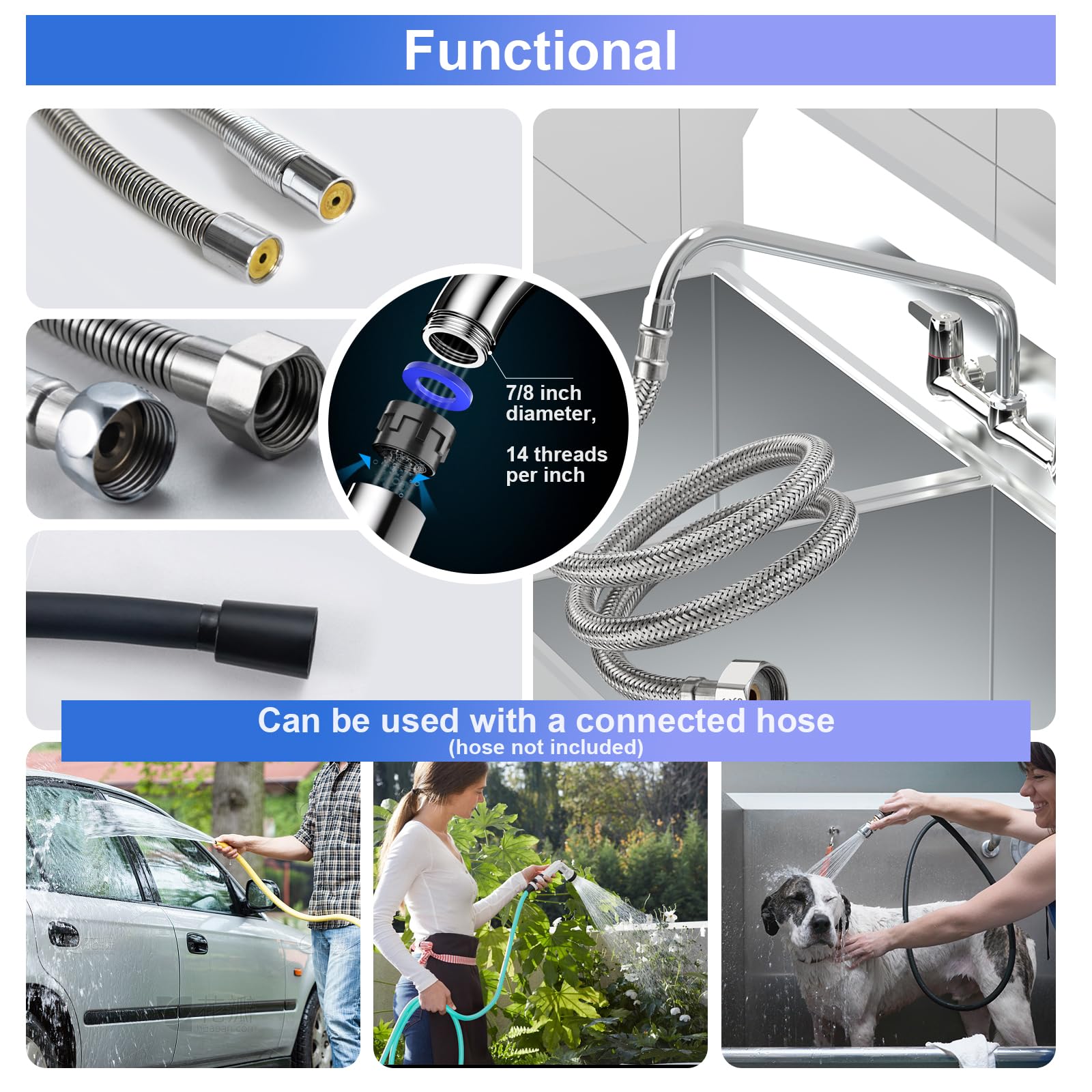 Gosifaca Commercial Sink Faucet Wall Mount With 12" Swivel Spout, Wall Mount Kitchen Faucet, Commercial Kitchen Faucet-8 Inch Center For Utility Sink And 2/3 Compartment Sink