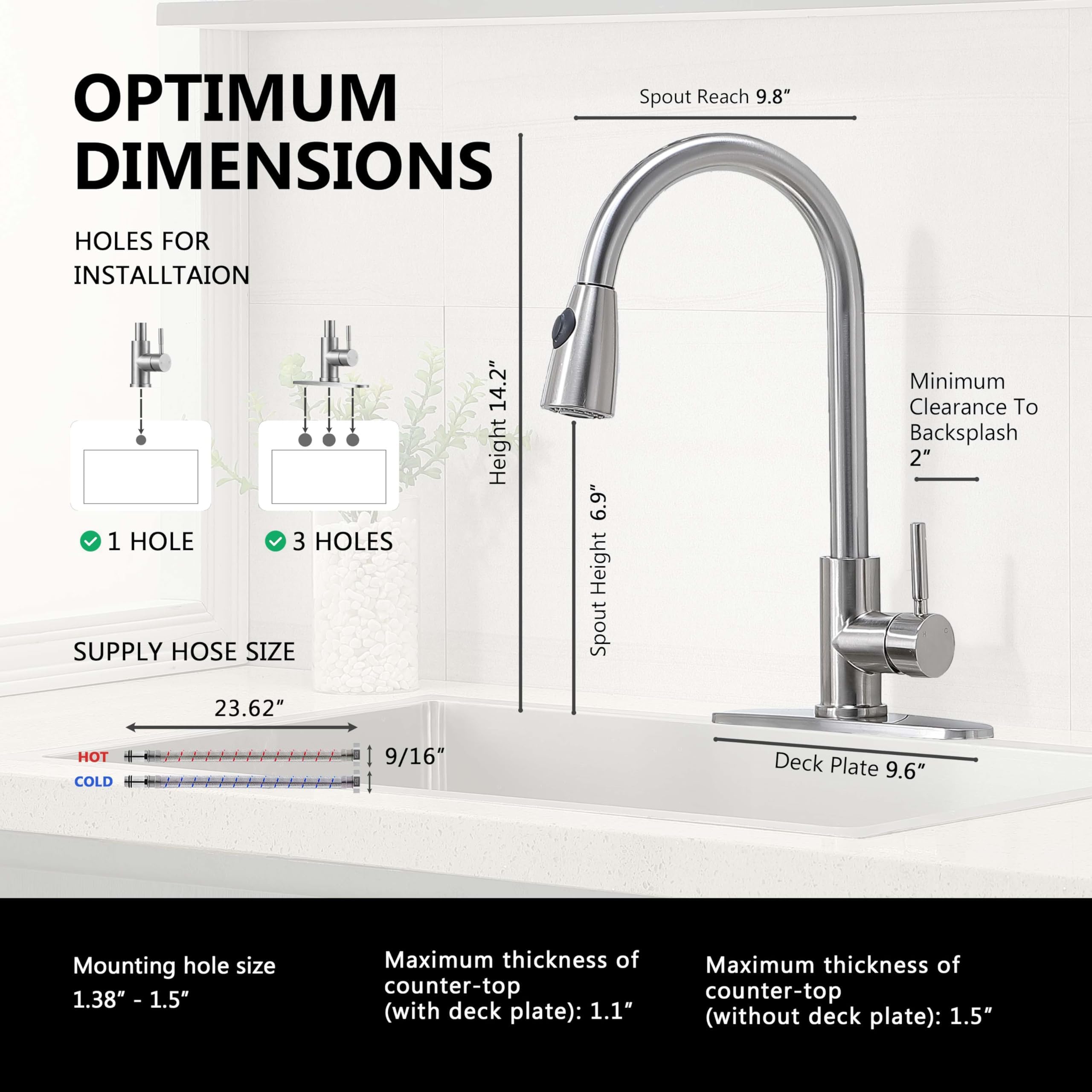 Comllen Kitchen Faucet With Pull Down Sprayer, Brushed Nickel Stainless Steel Kitchen Faucets, Commercial Pull Out High Arc Single Lever Sink Faucet For Kitchen Farmhouse Utility Rv Bar Sink