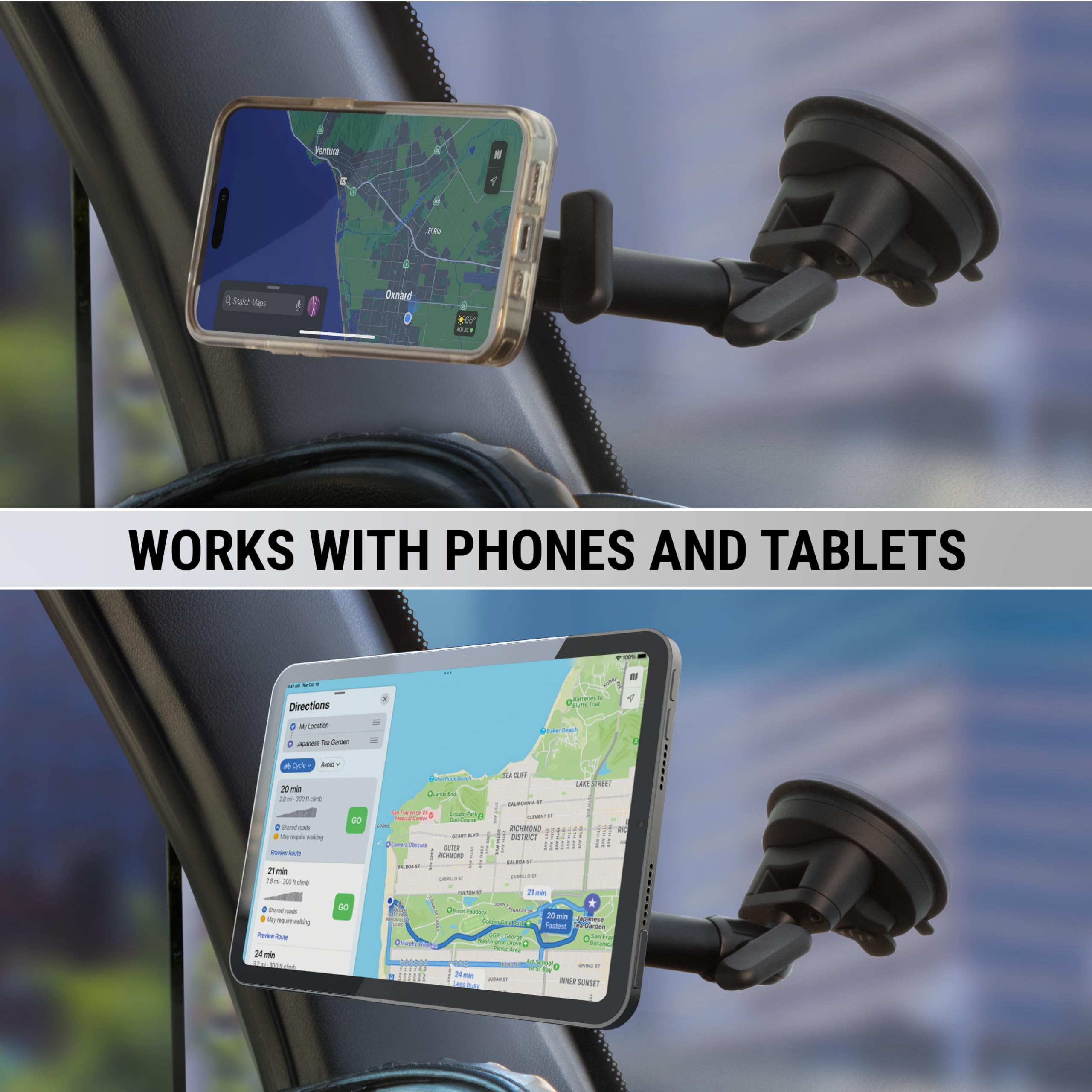 Scosche Mp2Wd2Hd Magicmount Pro2 Xl Heavy Duty, Strong Suction Cup Cell Phone Mount With Long Arm Windshield/Dashboard Phone Holder And Anti-Shake Stabilizer For Iphone, Android, Tablet, Car, Truck