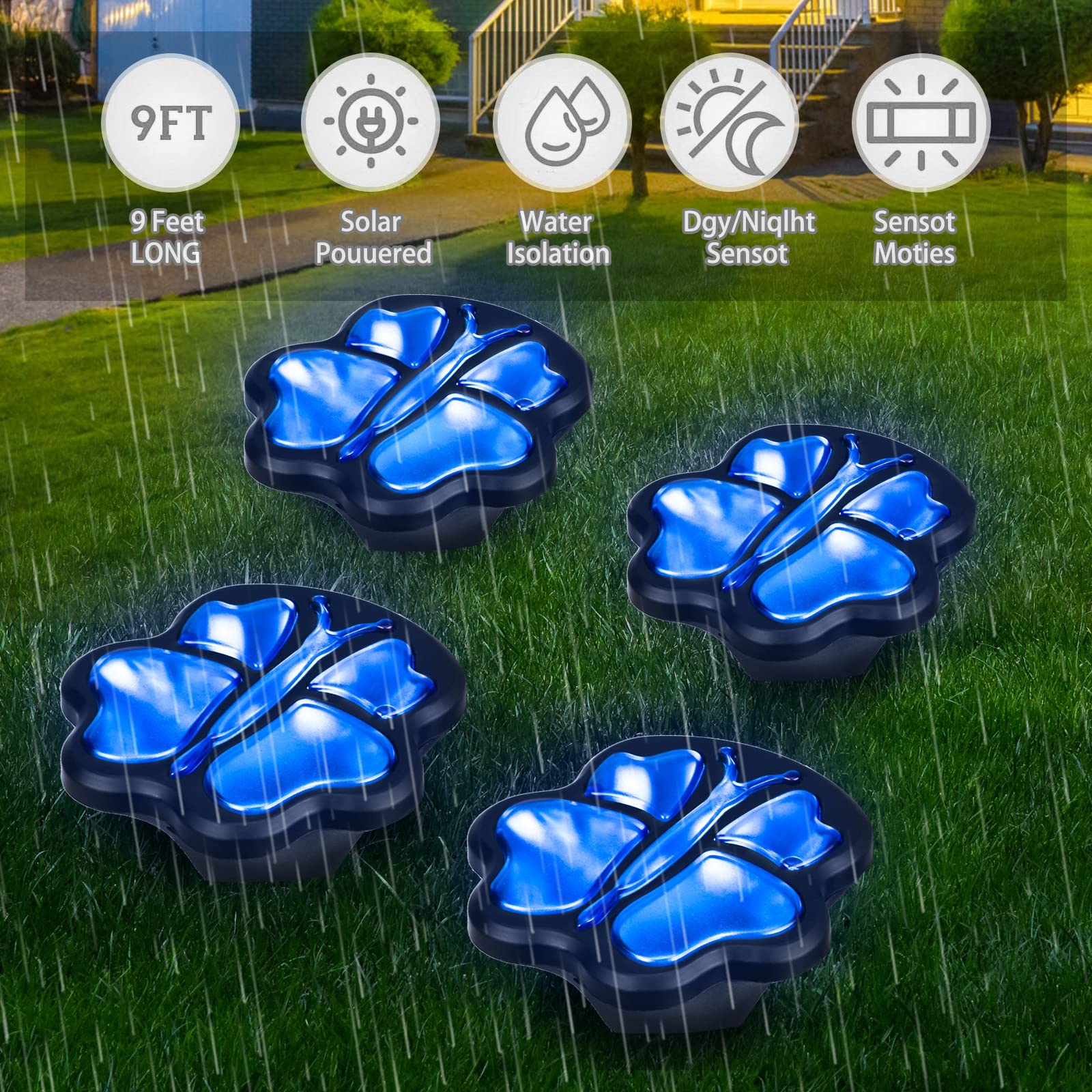 Greenidea Butterfly Solar Lights, Set Of 4 Outdoor Ground Lights Butterfly Fairy Lights Animal Solar Garden Lights Decorative For Landscape Path Patio Yard Walkway