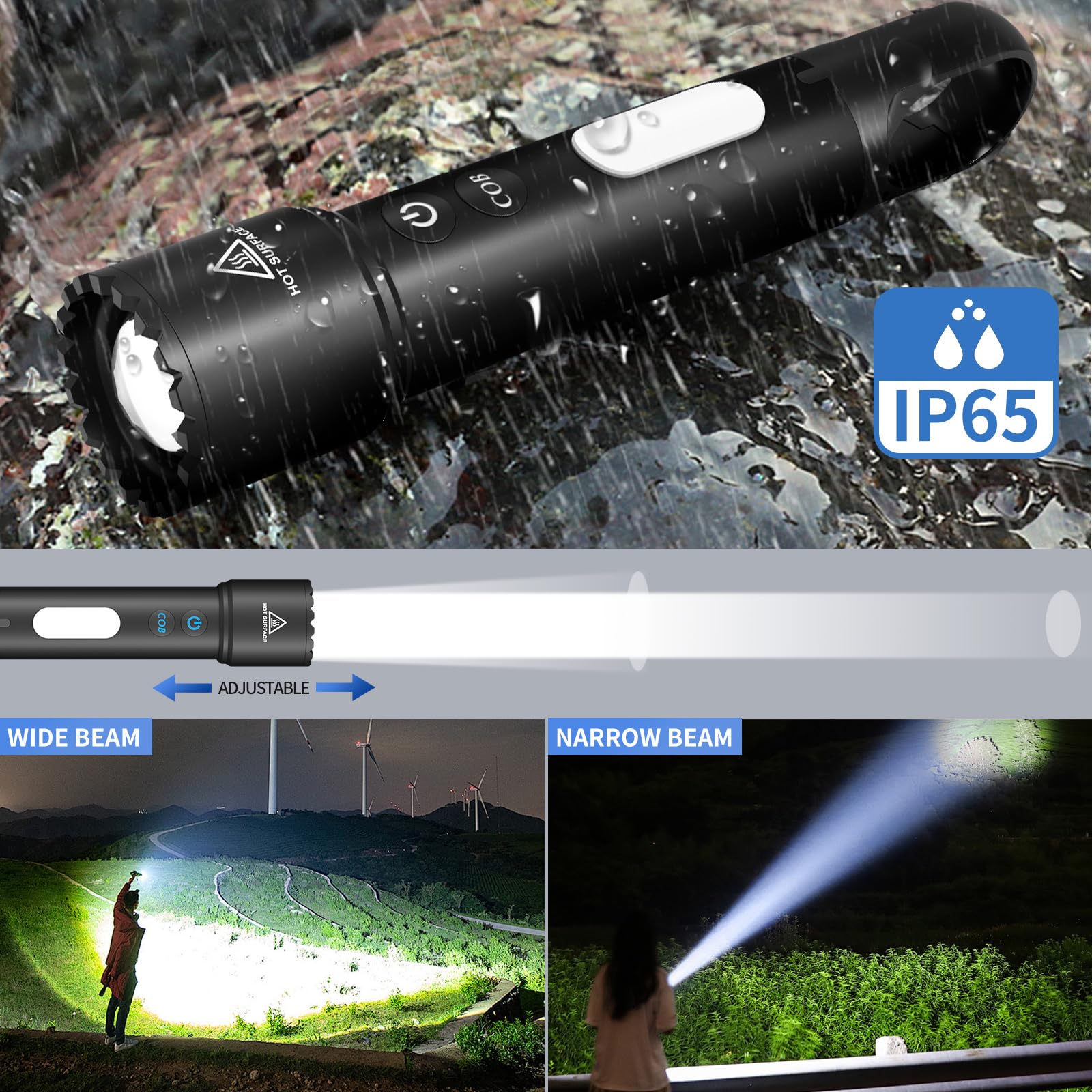 Wansmc Led Flashlight Rechargeable, Super Bright Flashlights With 10 Modes, Zoomable Utility Flash Lights, Powerful Flashlight For Camping Travel Emergency, Hiking,