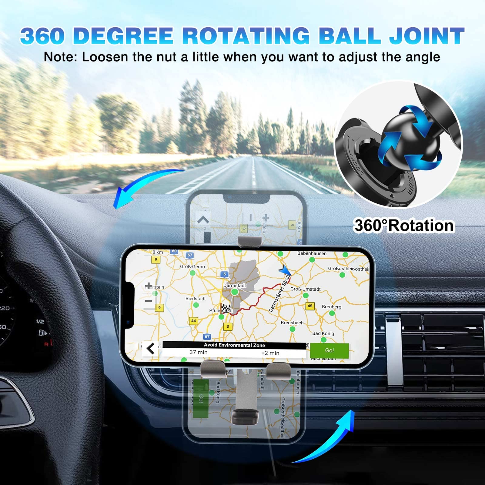 Sunsdrew Car Phone Holder For  -2020 Toyota Highlander Accessories Air Vent Cell Phone Holder Hands Thick Case Friendly Phone Mount Holder For 4-7 Inch Phone Stand (Not For Platinum)