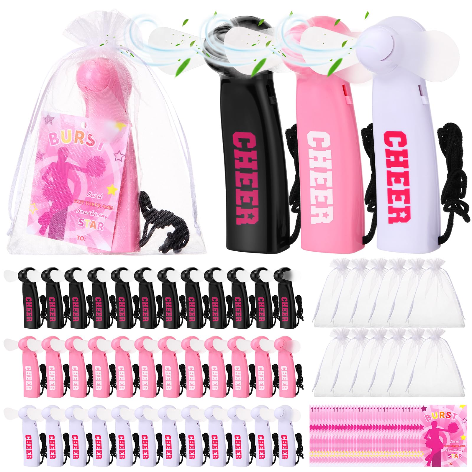 36 set mini handheld fans in bulk for cheerleaders, ideal for team cheers and sports events Koospark