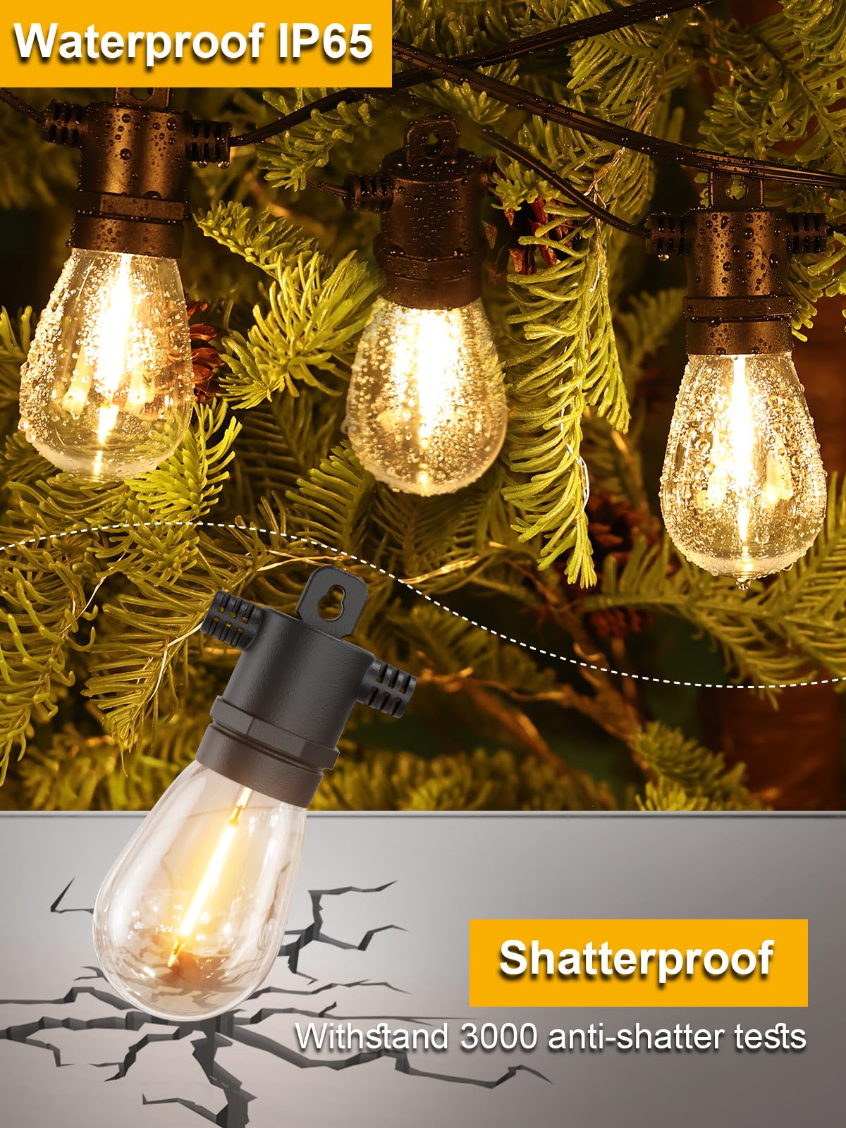 Svater Outdoor String Lights 200 Ft, Patio Lights For Outside With Shatterproof Bulbs, Waterproof Ip65 Commercial Hanging Light For Backyard Porch Balcony Bistro Party, 2700K