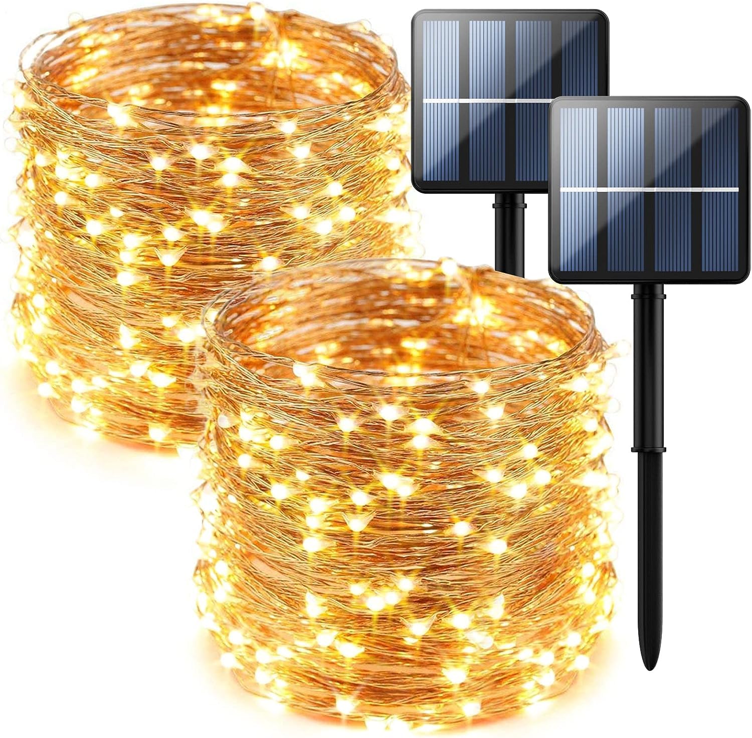 Selarlyt 2-Pack 200 Led Solar String Lights For Outside,Solar Fairy Lights For Outside Waterproof,Solar String Lights Outdoor With 8 Modes For Christmas Tree,Balcony, Party,Wedding Decorations (Warm White)