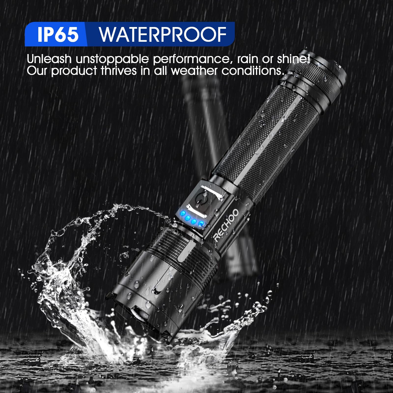 Rechoo Rechargeable Flashlights High Lumens, 990000 Lumens Tactical Flashlights, Super Bright Led Flashlight With 5 Mode & Zoomable, Ip65 Waterproof Flash Light For Camping, Hiking, Emergency, Home