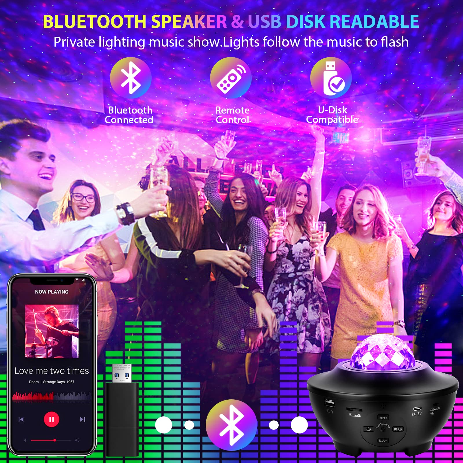 Zamoo Star Projector, Galaxy Projector For Bedroom, Led Night Light Projector With Bluetooth Speaker, Timer, Remote Control,  For Kids, Adults, Christmas, Birthday