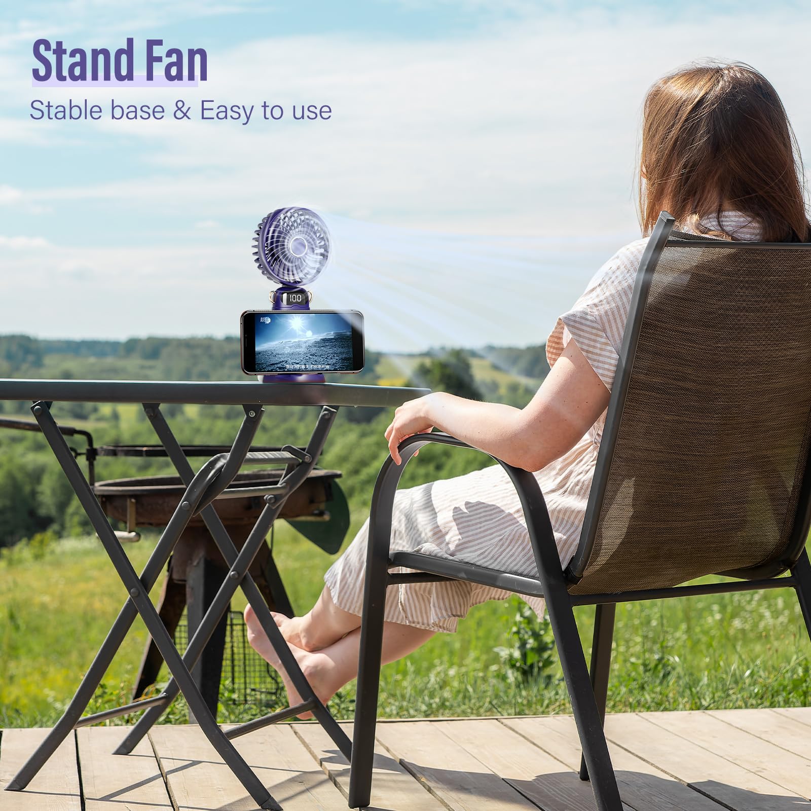 Portable Handheld Fan: 1200Mah Battery, Led Display, 3-In-1 Design (Handheld/Neck/Desk), Foldable