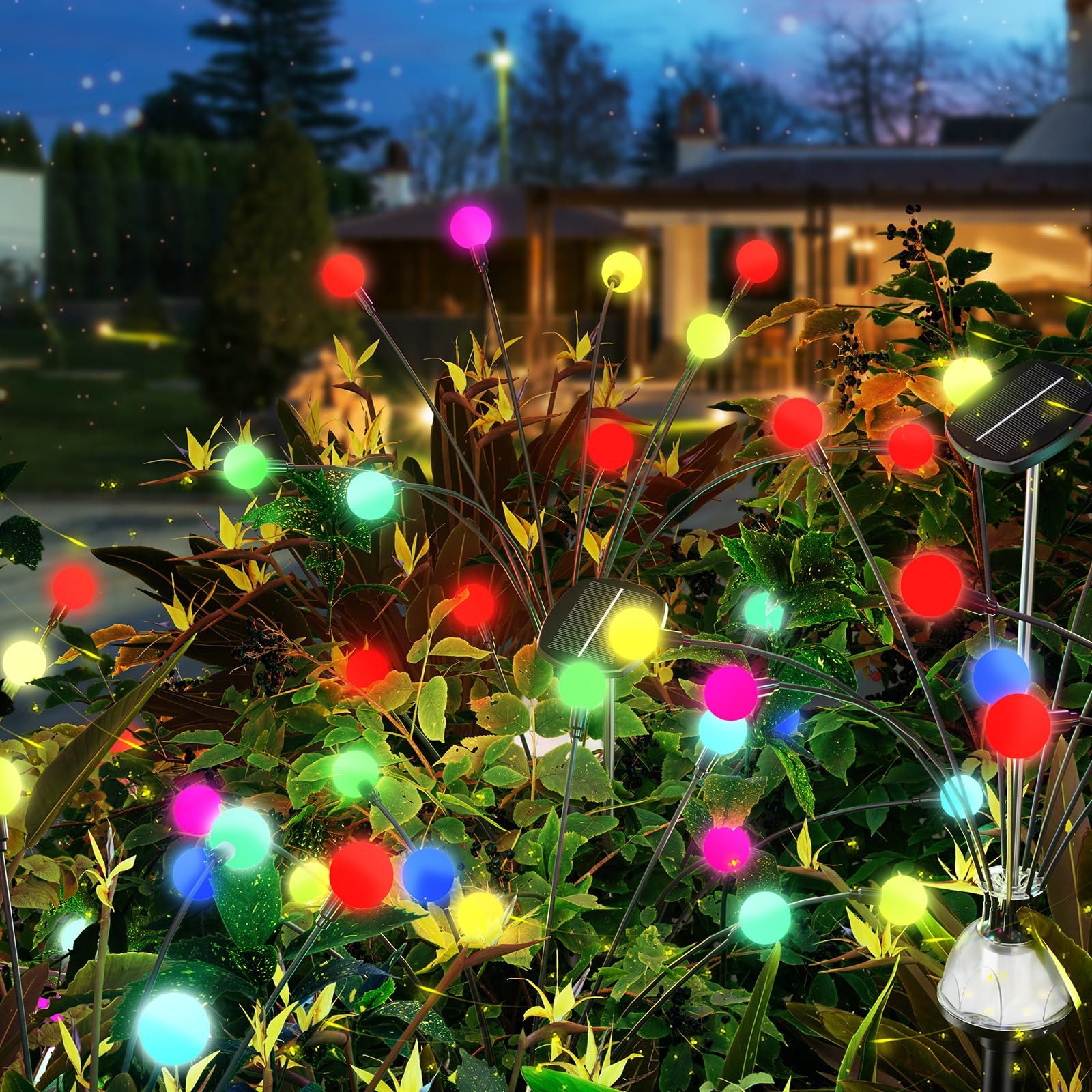 Aosea Solar Garden Lights Outdoor, Solar Fairy Sway By Wind, Rgb Color Firefly For Patio Pathway Outdoor Garden Yard Sidewalk Decoration, Gardening For Outdoor Lighting (4 Pack)