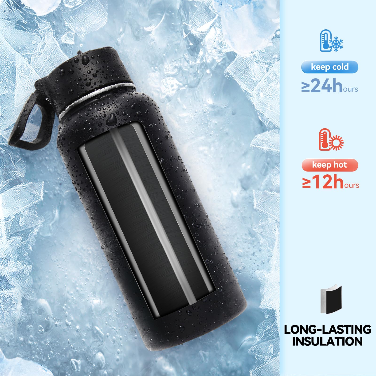 Neihepal 32 Oz Insulated Water Bottle Bulk 8 Pack,18/8 Stainless Steel Double Wall Vacuum Flask