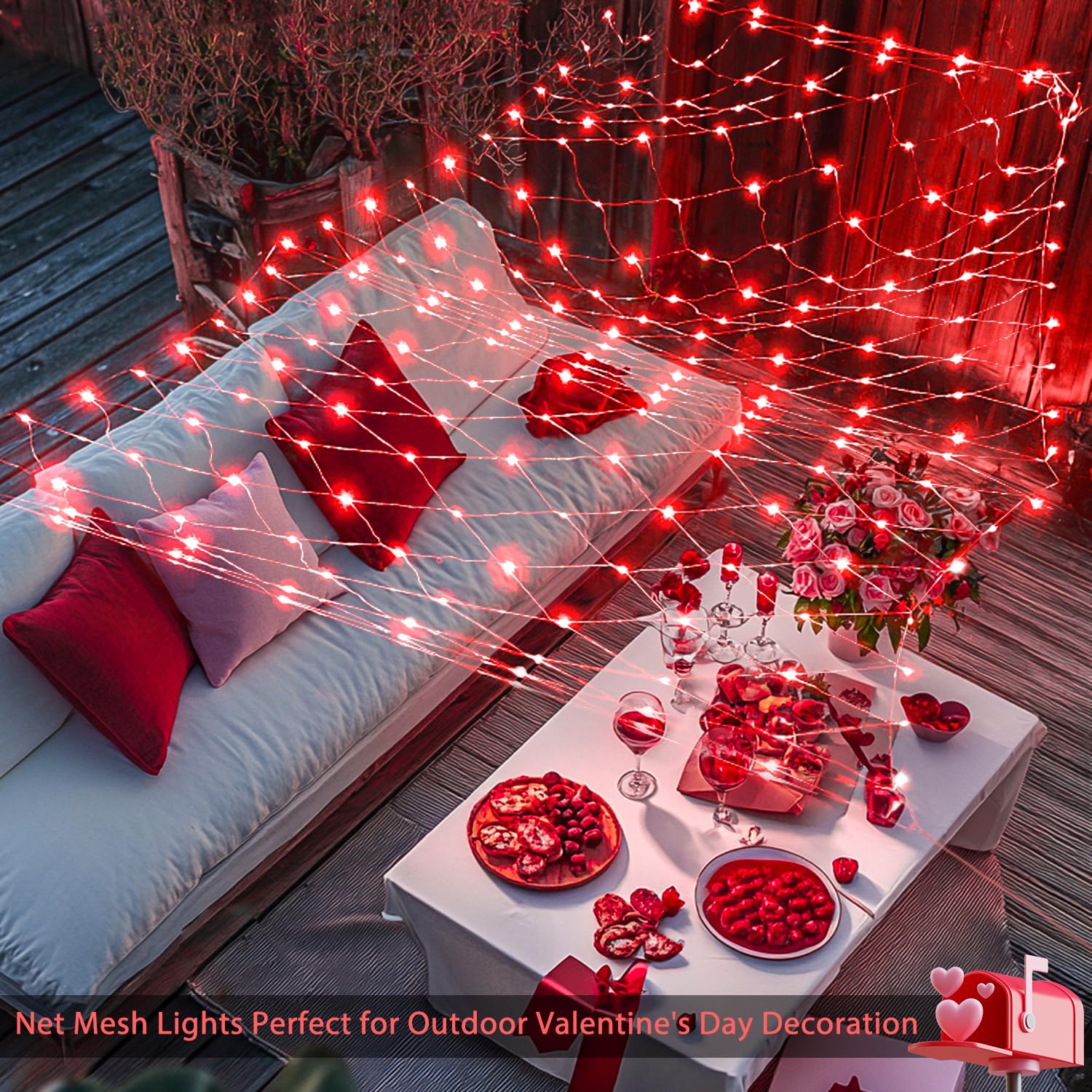 Jmexsuss 200 Led Red Christmas Net Lights, 9.8Ft X 6.6Ft Connectable Bush Lights With Remote, 8 Modes Waterproof For Tree, Yard, Fence Decoration