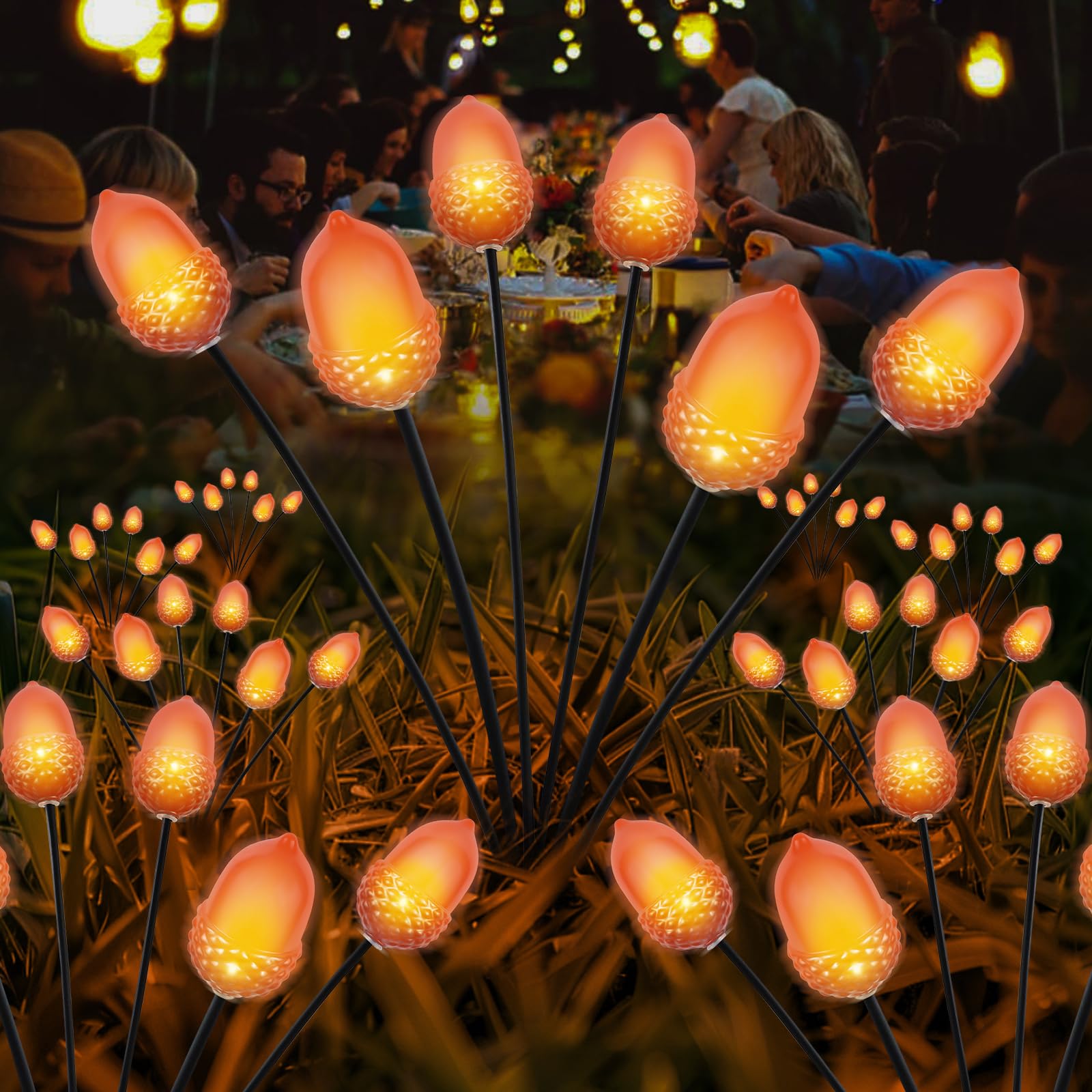 X-Giftkey Thanksgiving Decorations Outdoor Solar Garden Lights,12Led Artificial Big 3D Acorn Thanksgiving Lights Fall Decor Solar Fall Lights For Home Autumn Harvest Fall Party Decor,2Packs Orange