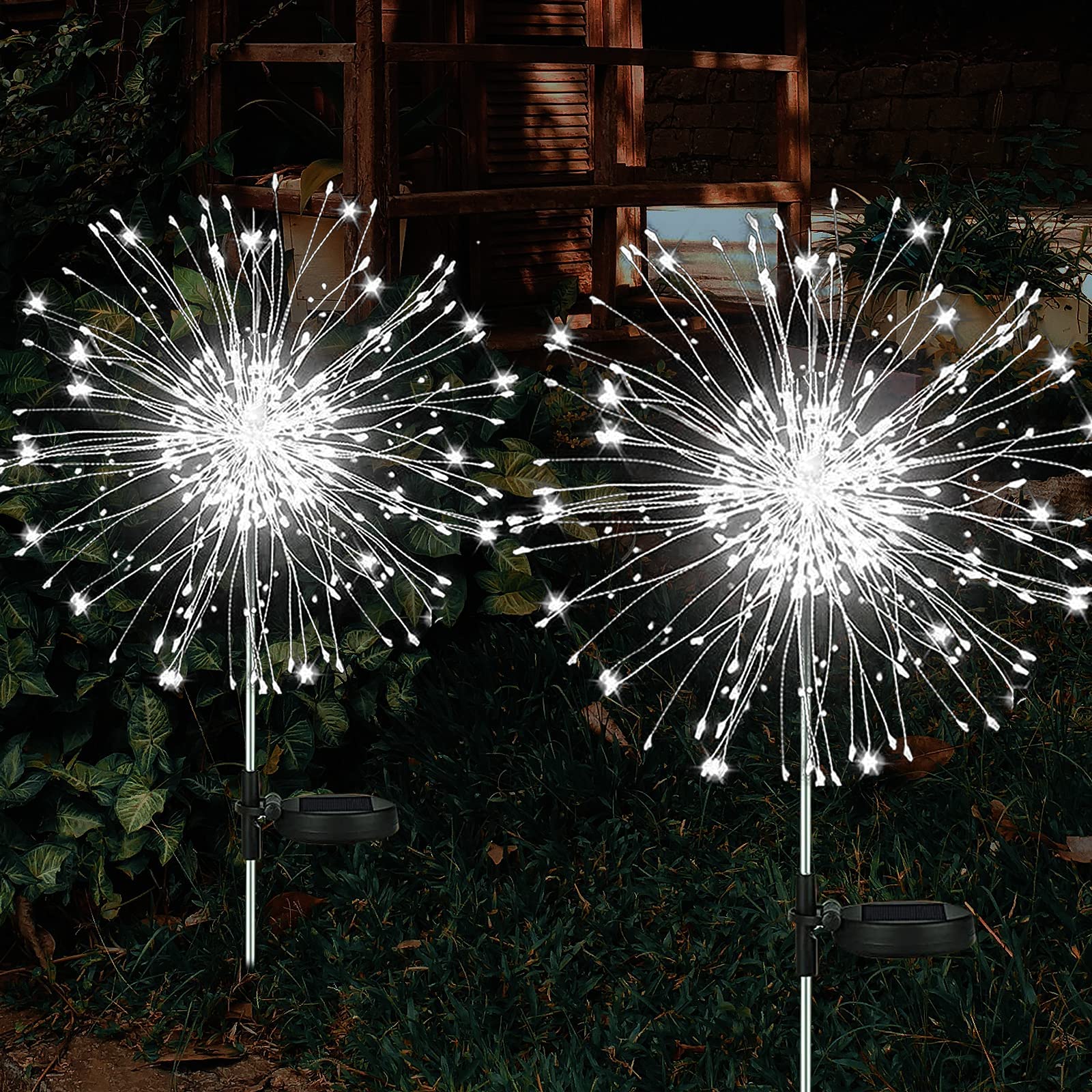 Zqx Solar Garden Decoration Light Outdoor, Diy Solar Firework Light 40 Copper Wires 120 Led 2 Lighting Modes,Waterproof Stake Landscape Light For Party Garden Courtyard Path (2 Packs Of Cold White