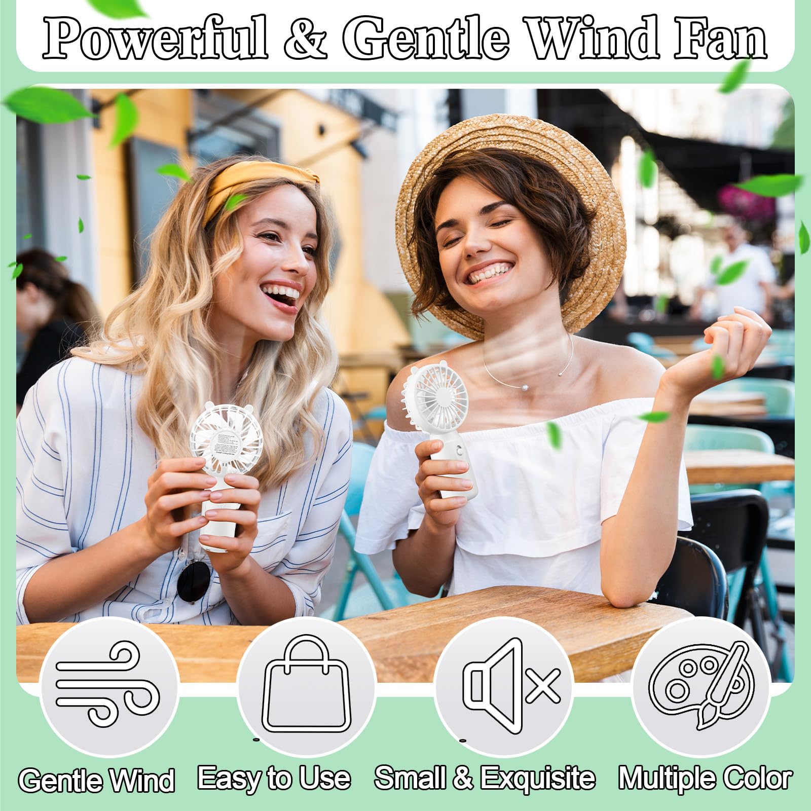 Handheld battery operated fans with lanyard for personal cooling during makeup or outdoor use Koospark