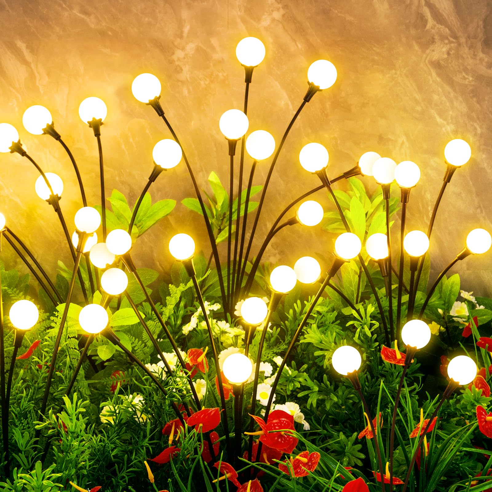 Vignuto Solar Lights Outdoor Waterproof, 4 Packs 32Led, Solar Garden Lights, Patio Lights, Garden Decor, Patio Decor, Firefly Lights Solar Outdoor, Unique For Women, For Grandma
