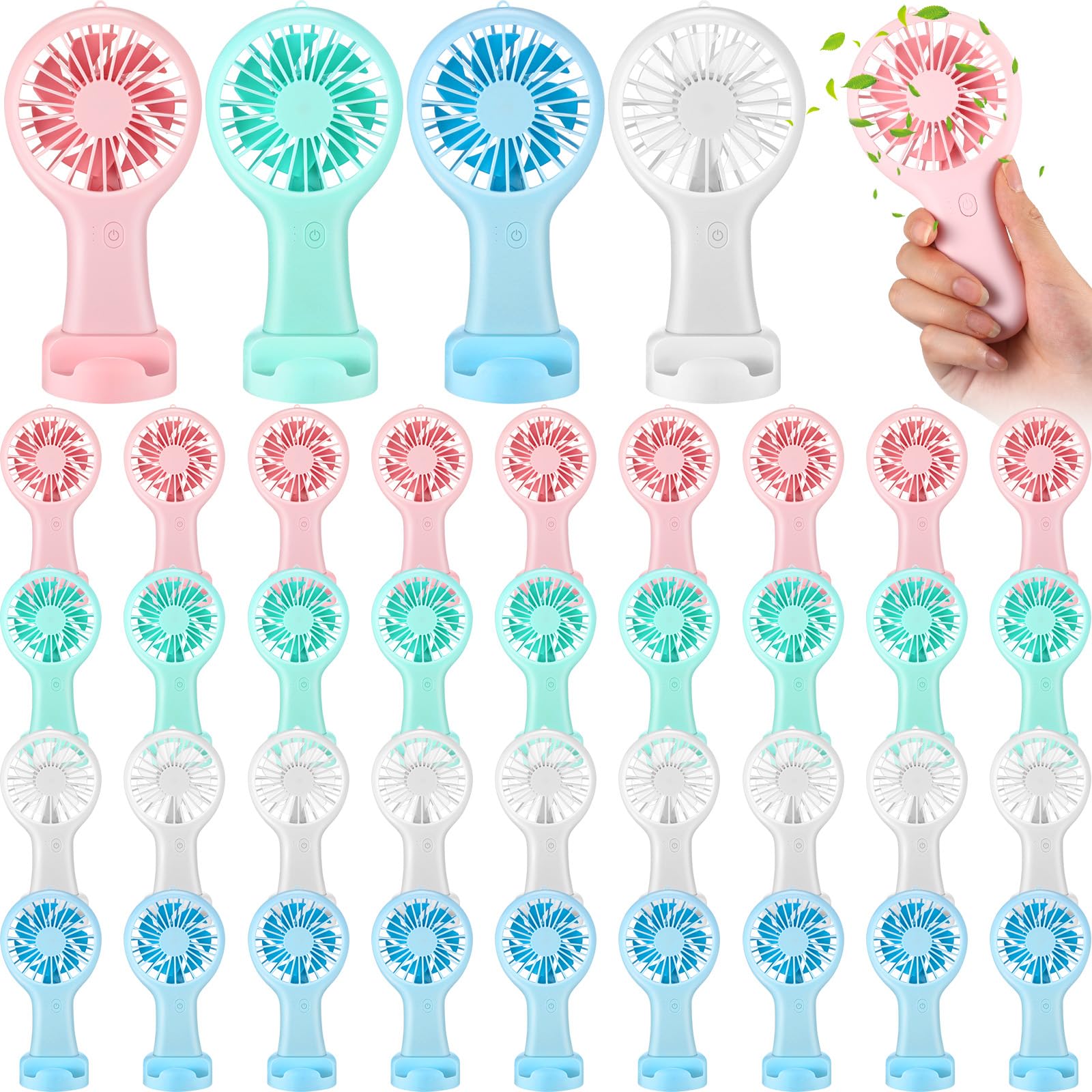 36 pack mini powerful handheld fans with 3-speed settings and USB rechargeable feature Koospark