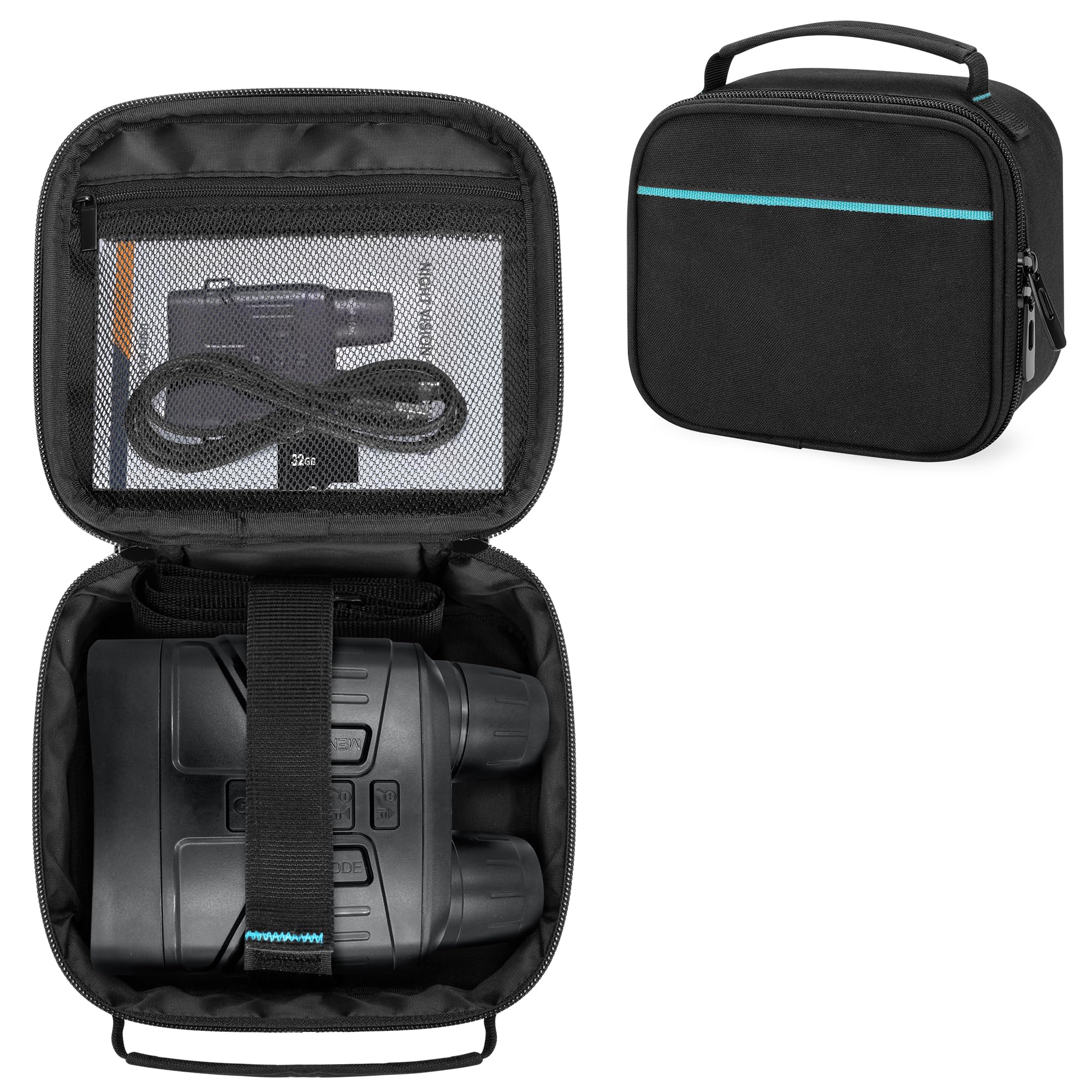 Curmio Carrying Case For Night Vision Goggles, Storage Bag Specifically Designed For UtilityNight Vision Binoculars, Sd Card And Data Cables, Black