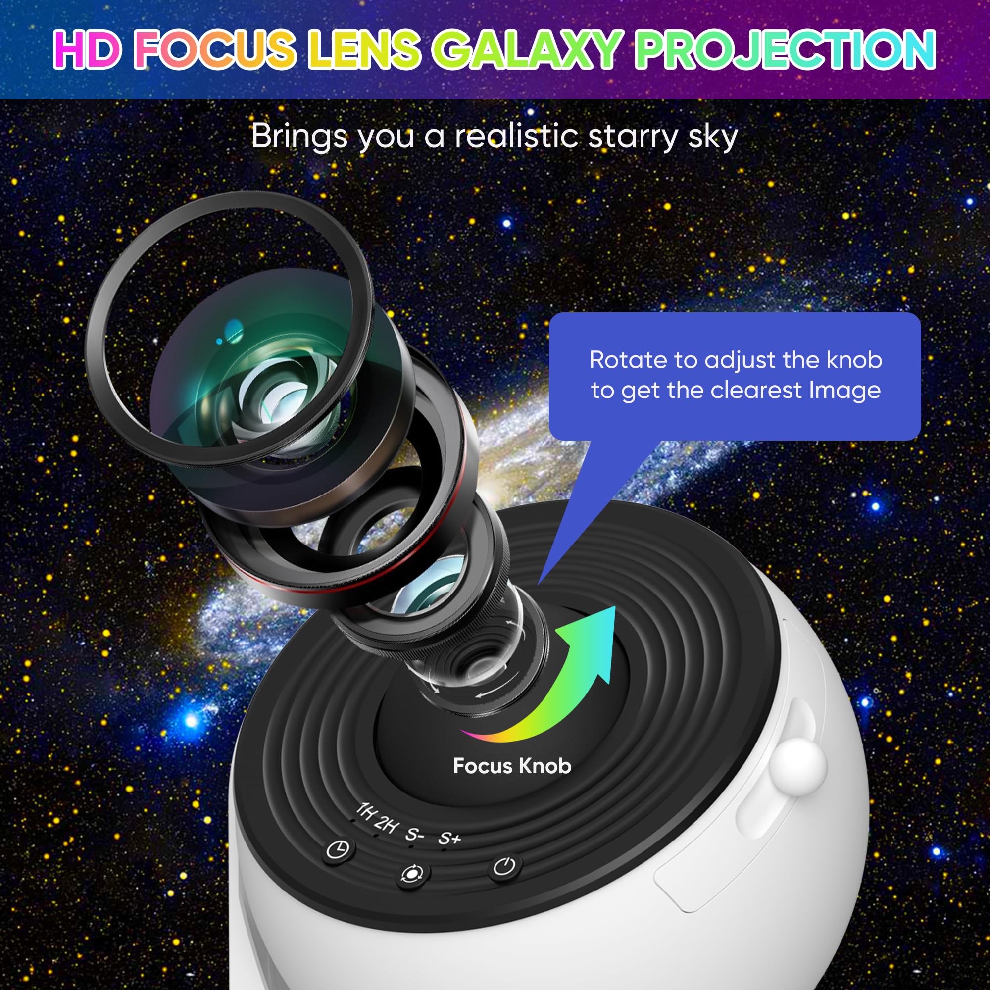 Flylily Galaxy Projector, 13 In 1 Hd Planetarium Star Projector For Bedroom, 360 Rotating Star Light With Adjustable Knob And Timer For Kids, Ceiling, , Room Decoration