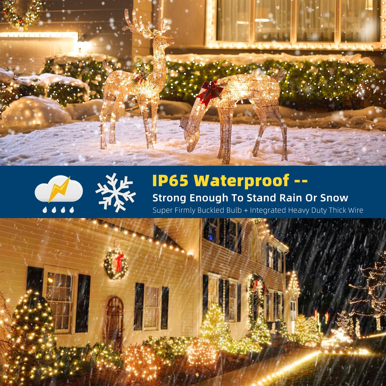 Mzd8391 78Ft 240 Led Christmas Lights Usb And Batteries Powered Waterproof Christmas Tree Lights Outdoor Indoor Decorations, Warm White