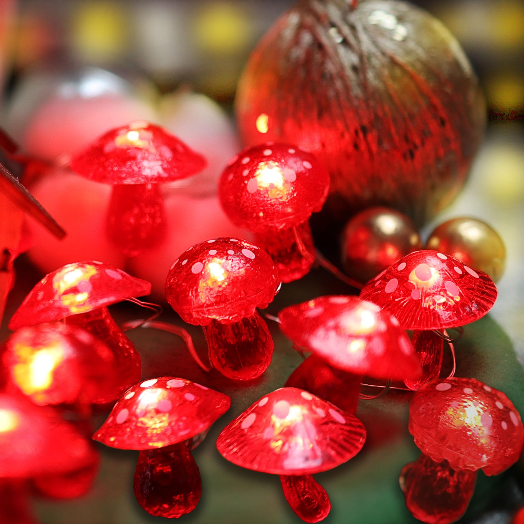 Belniak 3D Mushroom Solar Lights For Outside Solar Garden Lights-40Led 14Ft Waterproof Fairy Mushroom Novelty Mushroom Decor For Yard Patio Window Balcony Yule Decoration