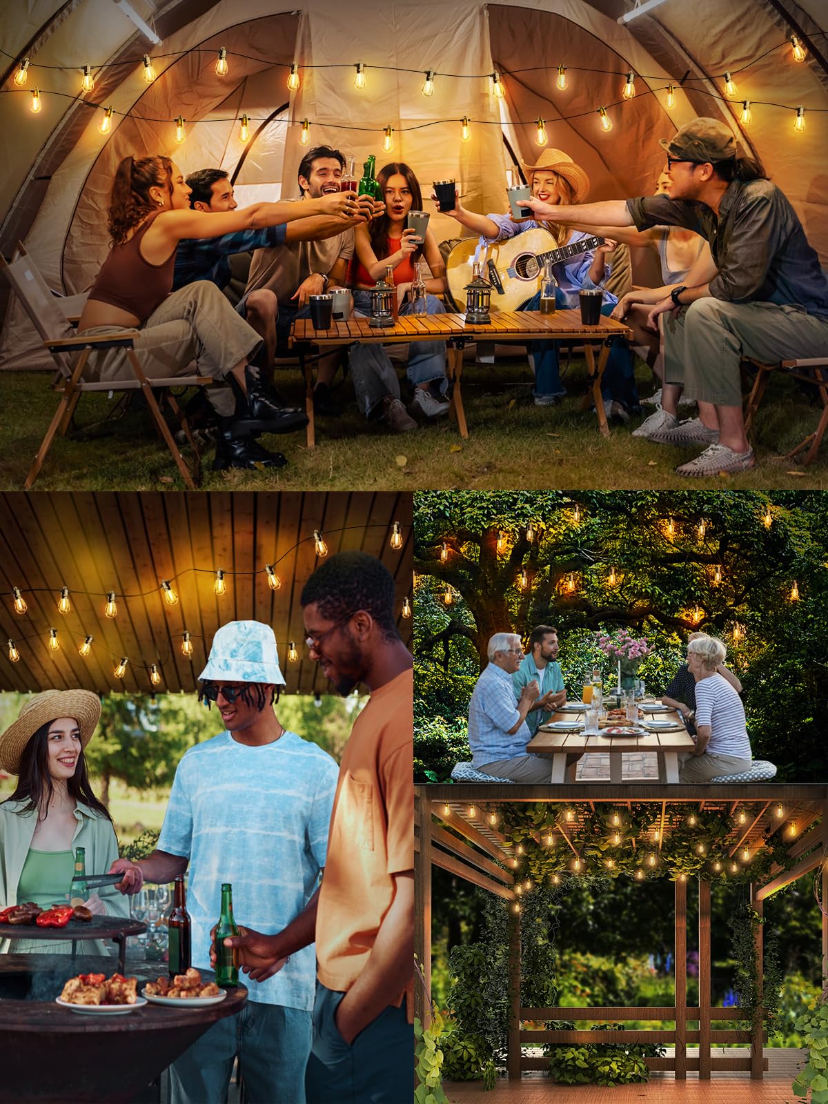 Svater Outdoor String Lights 200 Ft, Patio Lights For Outside With Shatterproof Bulbs, Waterproof Ip65 Commercial Hanging Light For Backyard Porch Balcony Bistro Party, 2700K