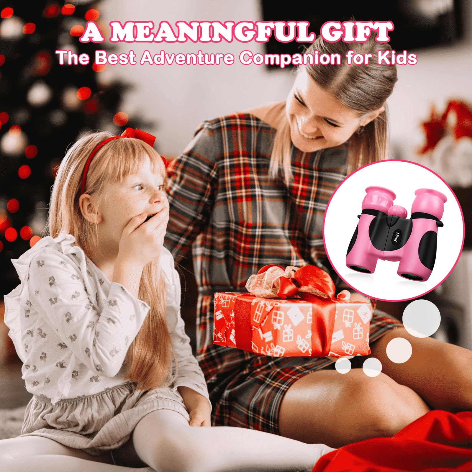 Blackice Binoculars For Kids, High-Resolution 8X21, Kids Binoculars  Set For Boys & Girls, Shockproof & Compact For Bird Watching, Travel, Hiking, Camping, Hunting, Children Outdoor Gear (Pink)