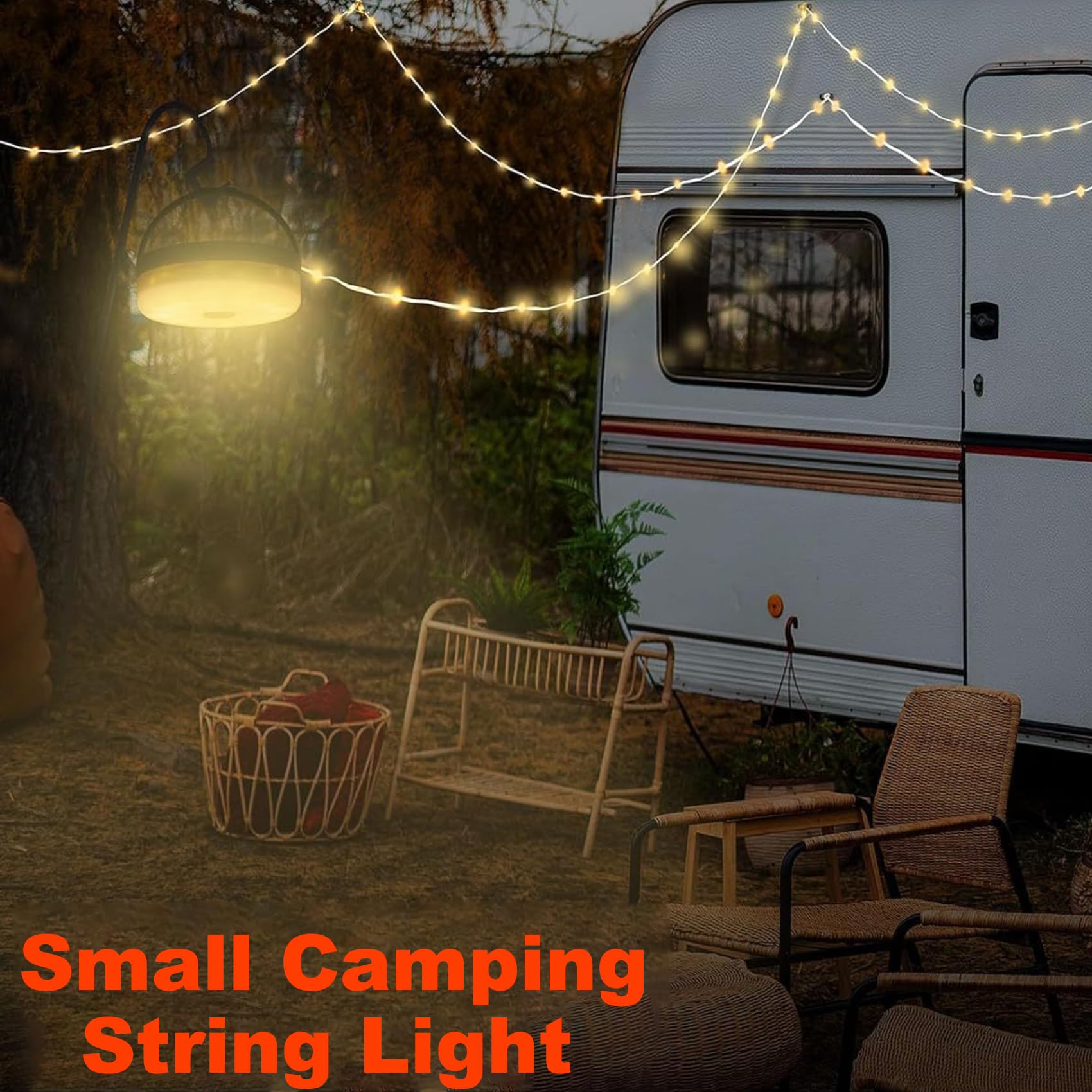 Yincord Camping String Lights, All In 1 Usb Rechargeable Lantern, Outdoor Retractable String Lights With 8 Lighting Modes, Quick 30S Recovery, Tent Lights For Camping, Hiking, Yard, Rv