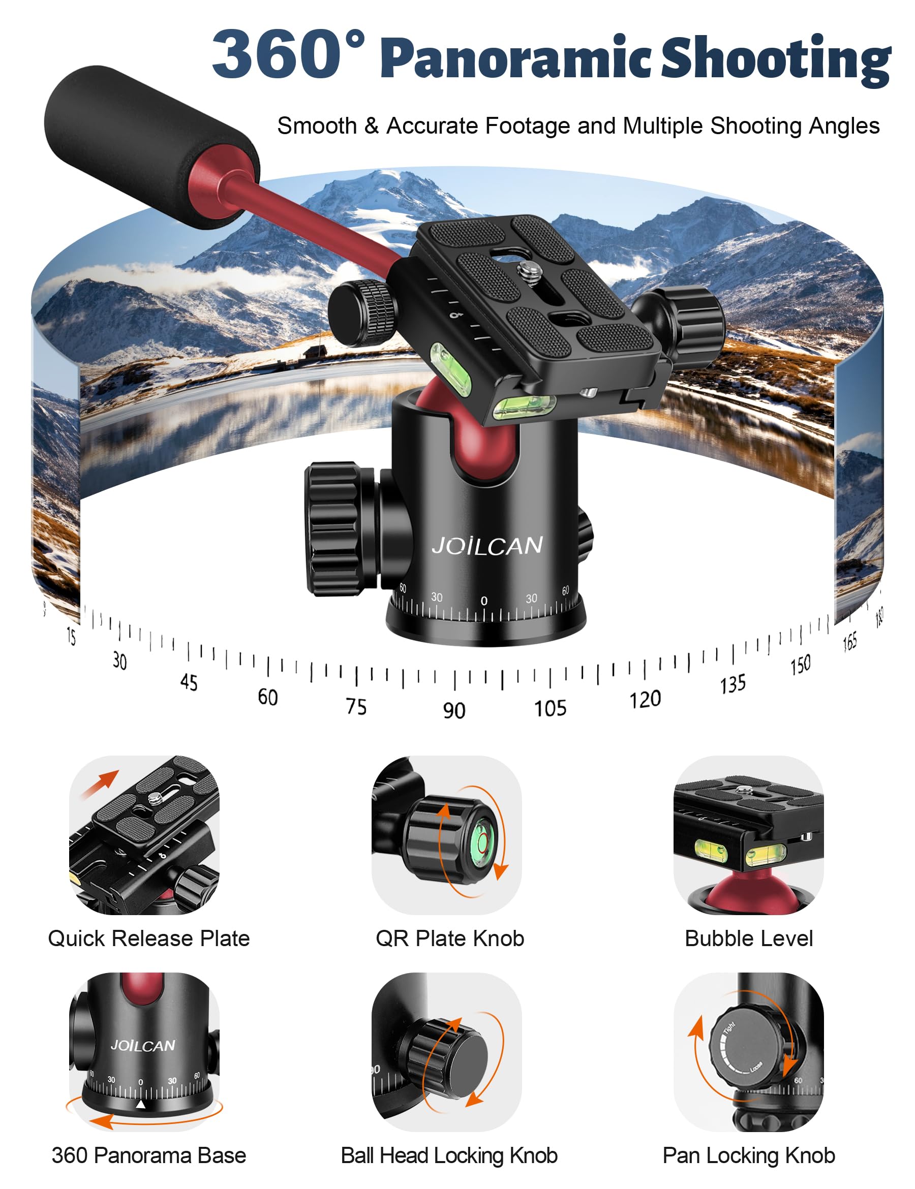 Victiv Tripod For Camera, 83" Camera Tripods & Monopods With Metal Handle, Professional Aluminum Tripods, Heavy Duty Tripod For Dslr Camera Lasers Spotting Scope Binoculars Telescope, Payload 35Lb