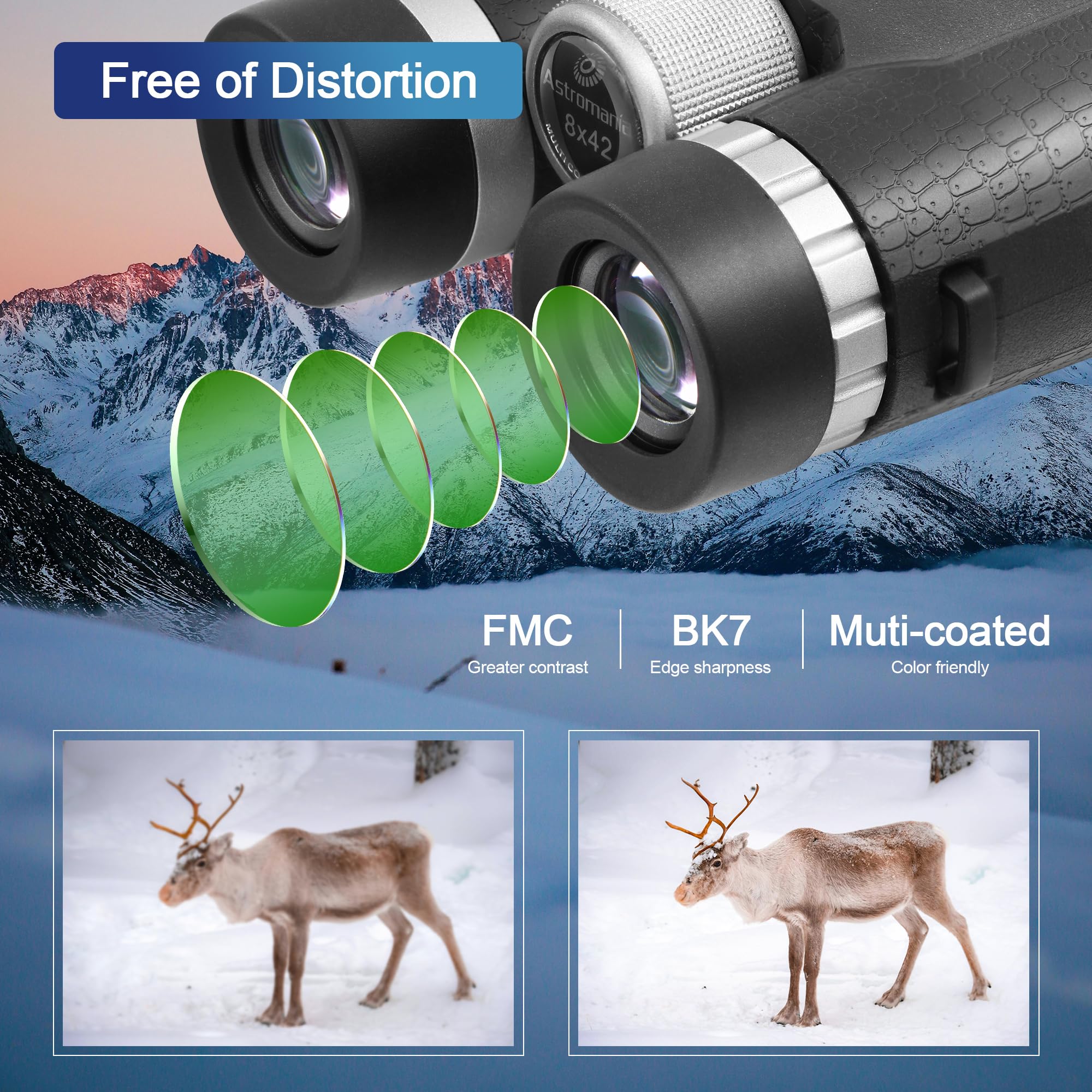 Astromania 8X42 Compact Binoculars -Bk7 Prism - For Traveling, Wildlife, Bird Watching, Camping And Sport Games, Concerts And Theater