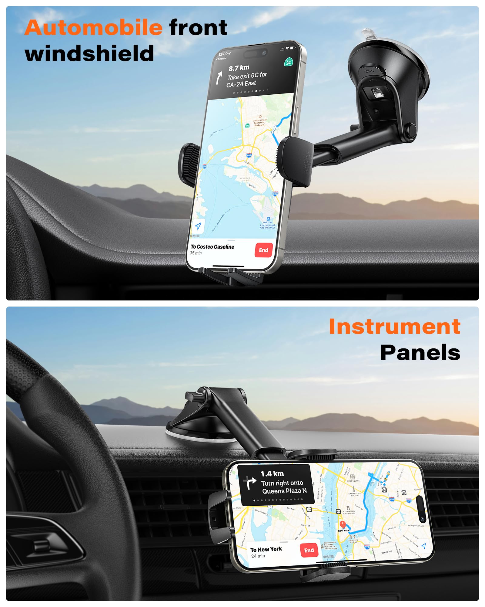 Apps2Car Car Phone Holder Mount, Dashboard/Windshield/Cell Phone Holder For Car, Compatible With Iphone, Samsung, All Phones,Black