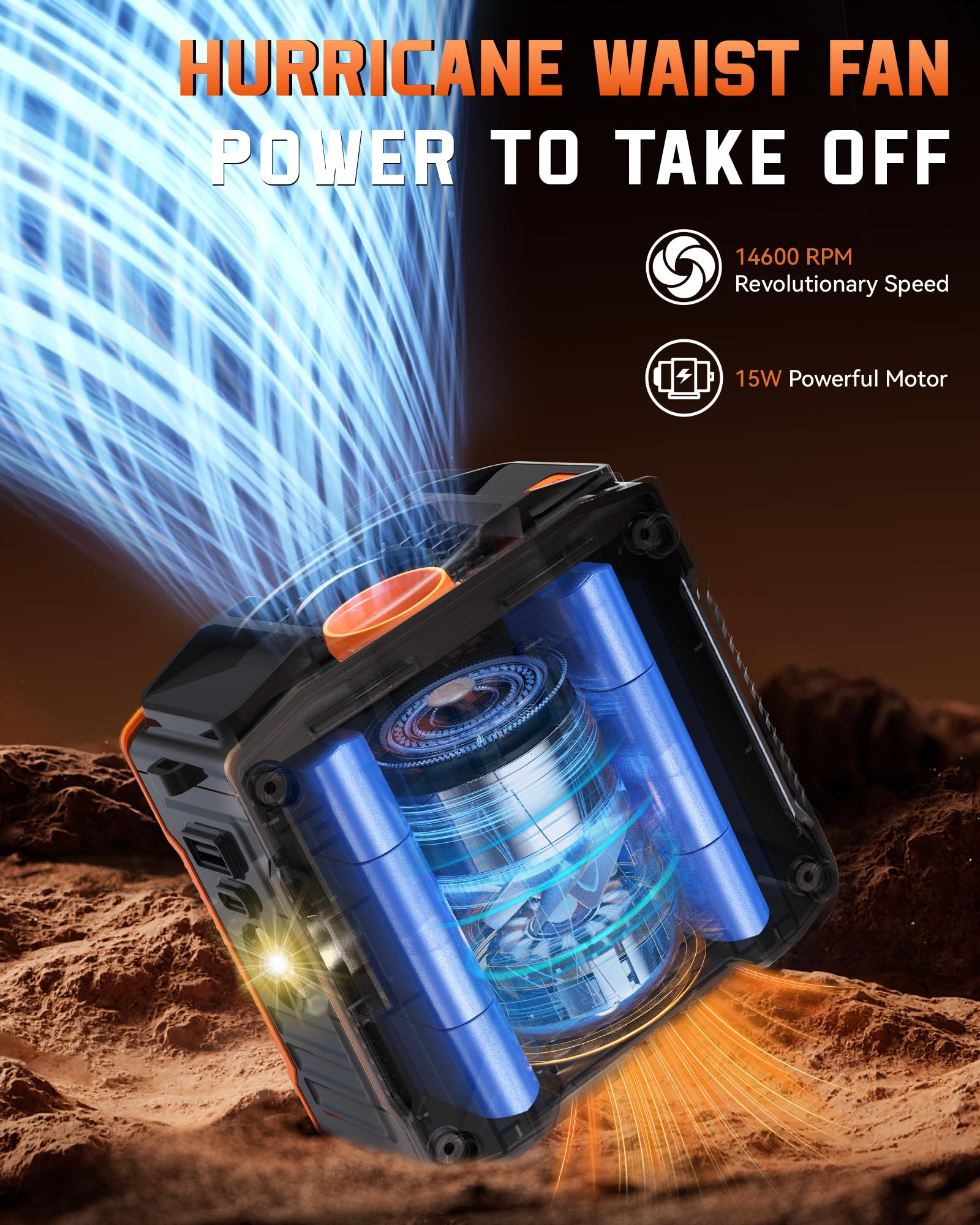 Portable Waist Fan Clip On Belt Under Shirt, Wearable Cooling Personal Neck Fan Rechargeable