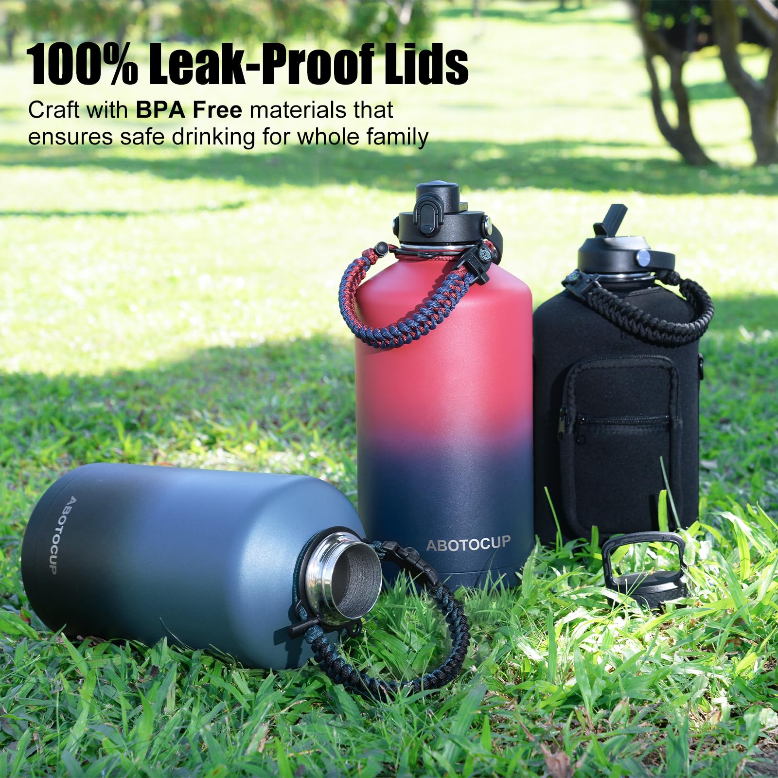 1 Gallon Water Bottle Insulated With Powder Coated, Water Jug 1 Gallon With Straw Lids