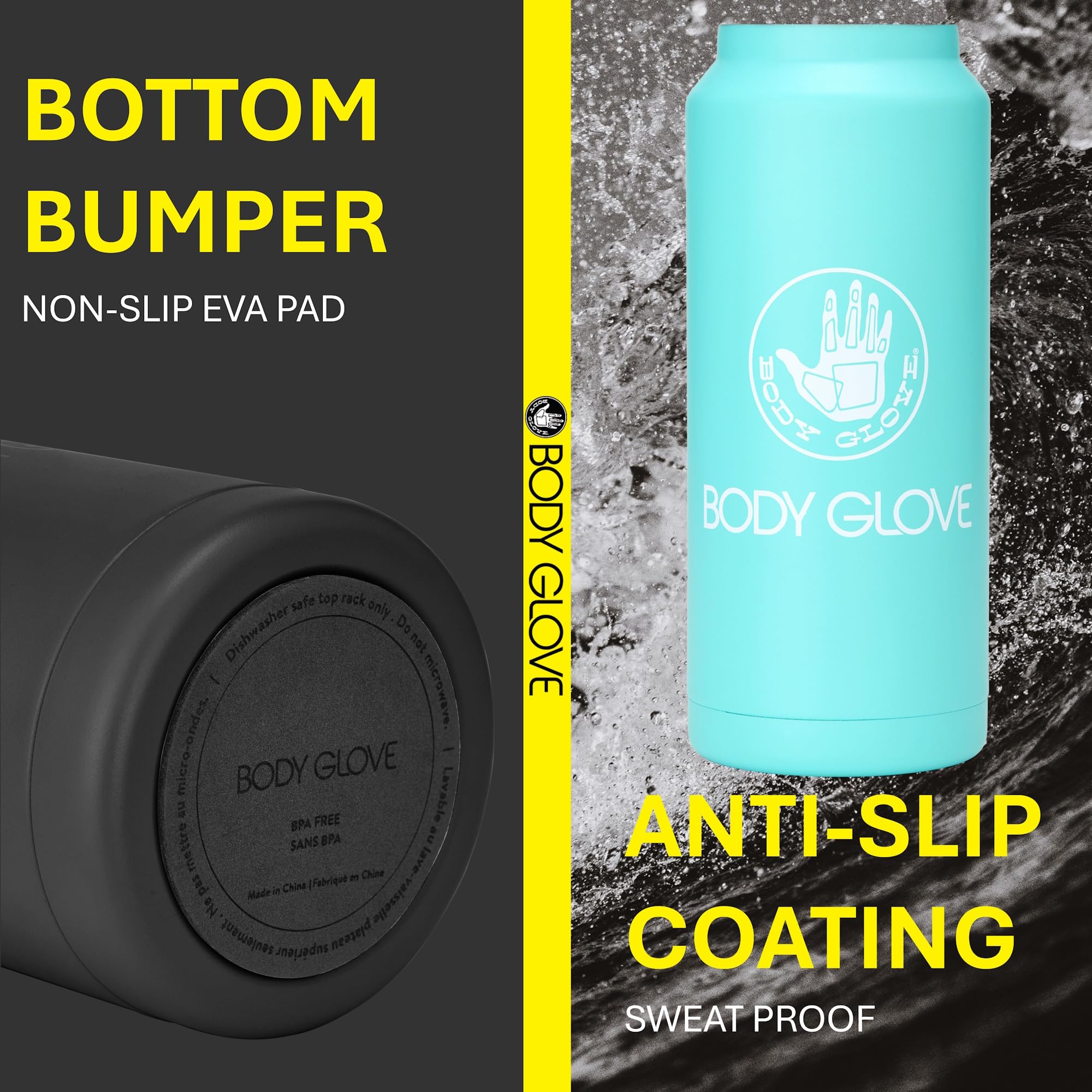 Body Glove 34Oz Insulated Stainless Steel Water Bottle, 1L Thermal Flask With Easy Cary Handle