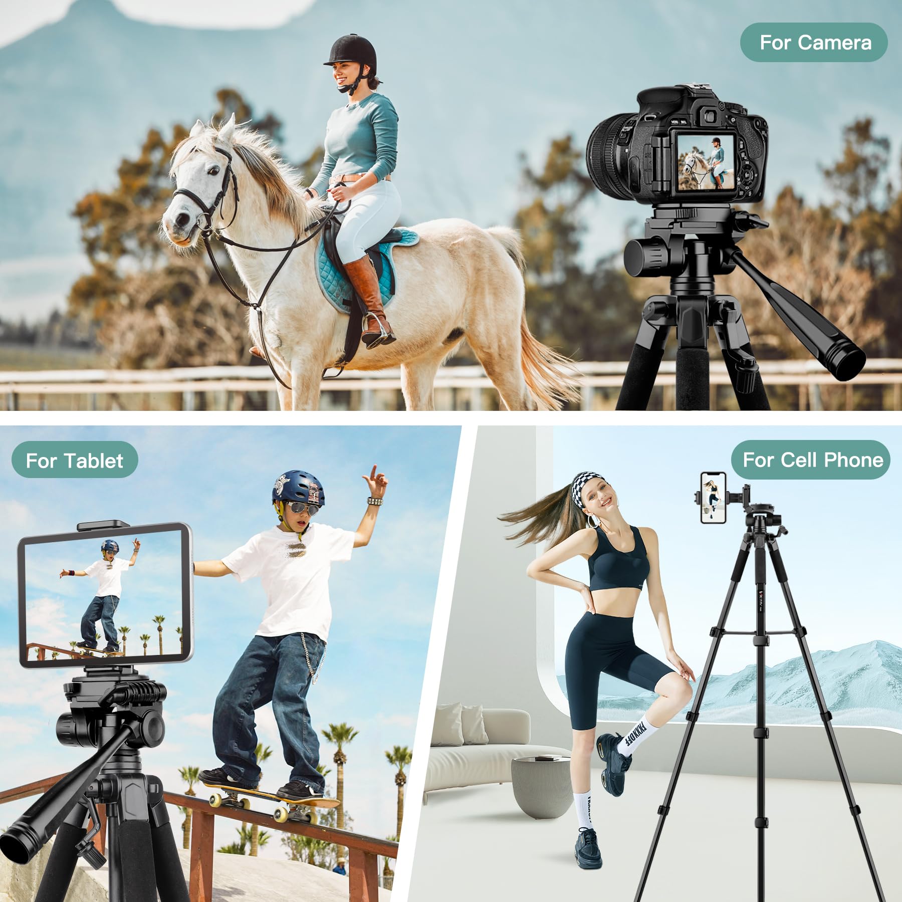 Victiv 68" Camera Tripod Stand, Tablet Tripod For Iphone Ipad With Remote And Phone Holder, Phone Stand For Video Recording Travel Photo Vlog Photography, Compatible Canon With Nikon Ipad