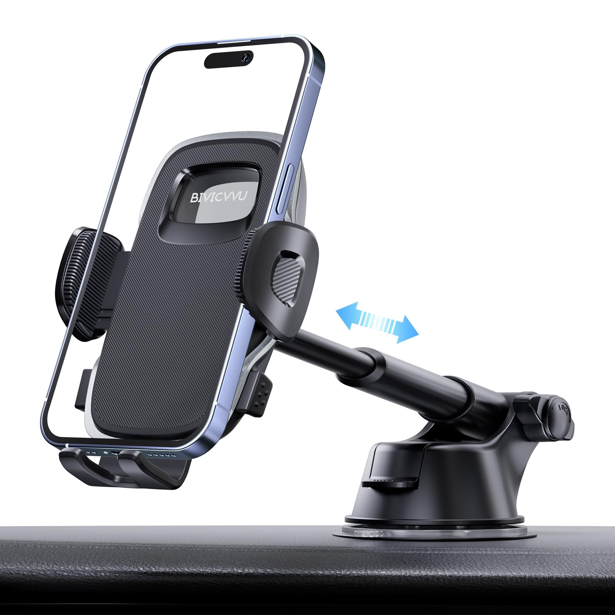 Bivicvvu Car Phone Holder, Phone Holders For Your Car Dashboard Windshield, 360° Adjustable (4.8-7") Telescopic Arm, Suction Cup Cell Phone Holder For Truck Cradles Universal Car Mount For All Smartphones